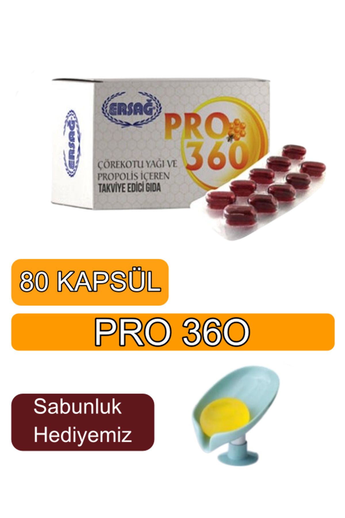 Ersağ Pro 360 ,propolis Ve Çörekotu Yağı Içeren Gıda Takviyesi ( Sabunluk Hediyemiz ) 2052-02