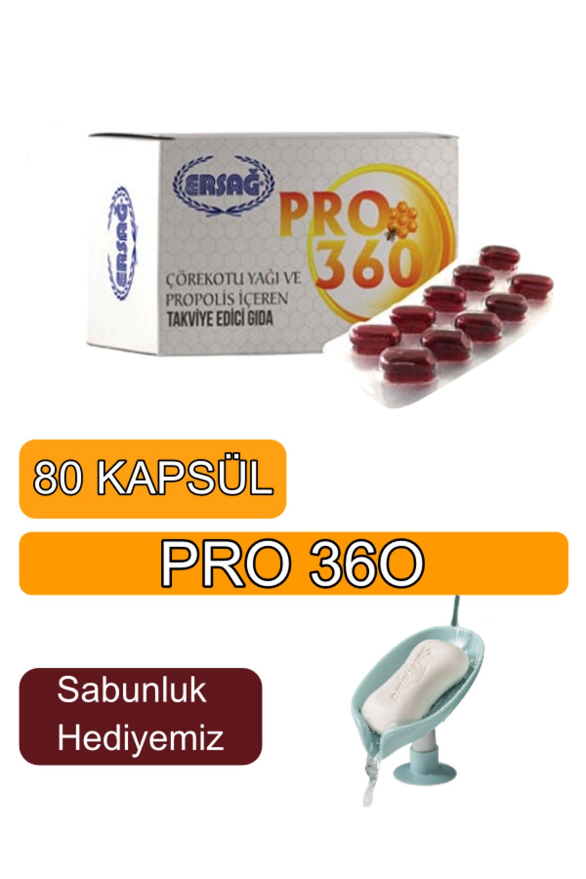 Ersağ Pro 360 ,propolis Ve Çörekotu Yağı Içeren Gıda Takviyesi- ( Sabunluk Hediyemiz ) 2052-55