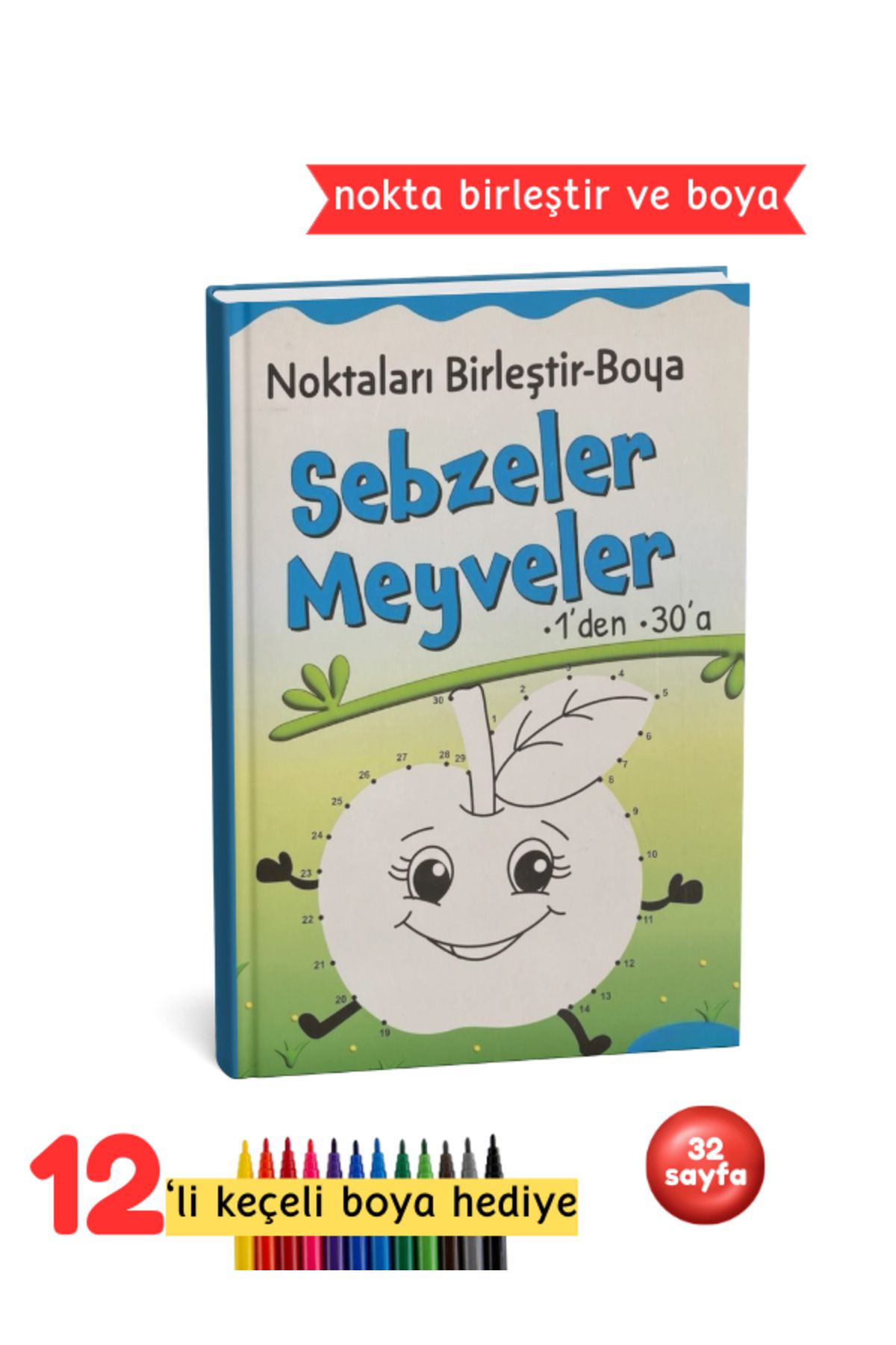 Pembe Yayınevi Nokta Birleştirme Boyama Kitabı - Sebze Meyve Boyama Kitabı - Aktiviteli Boyama