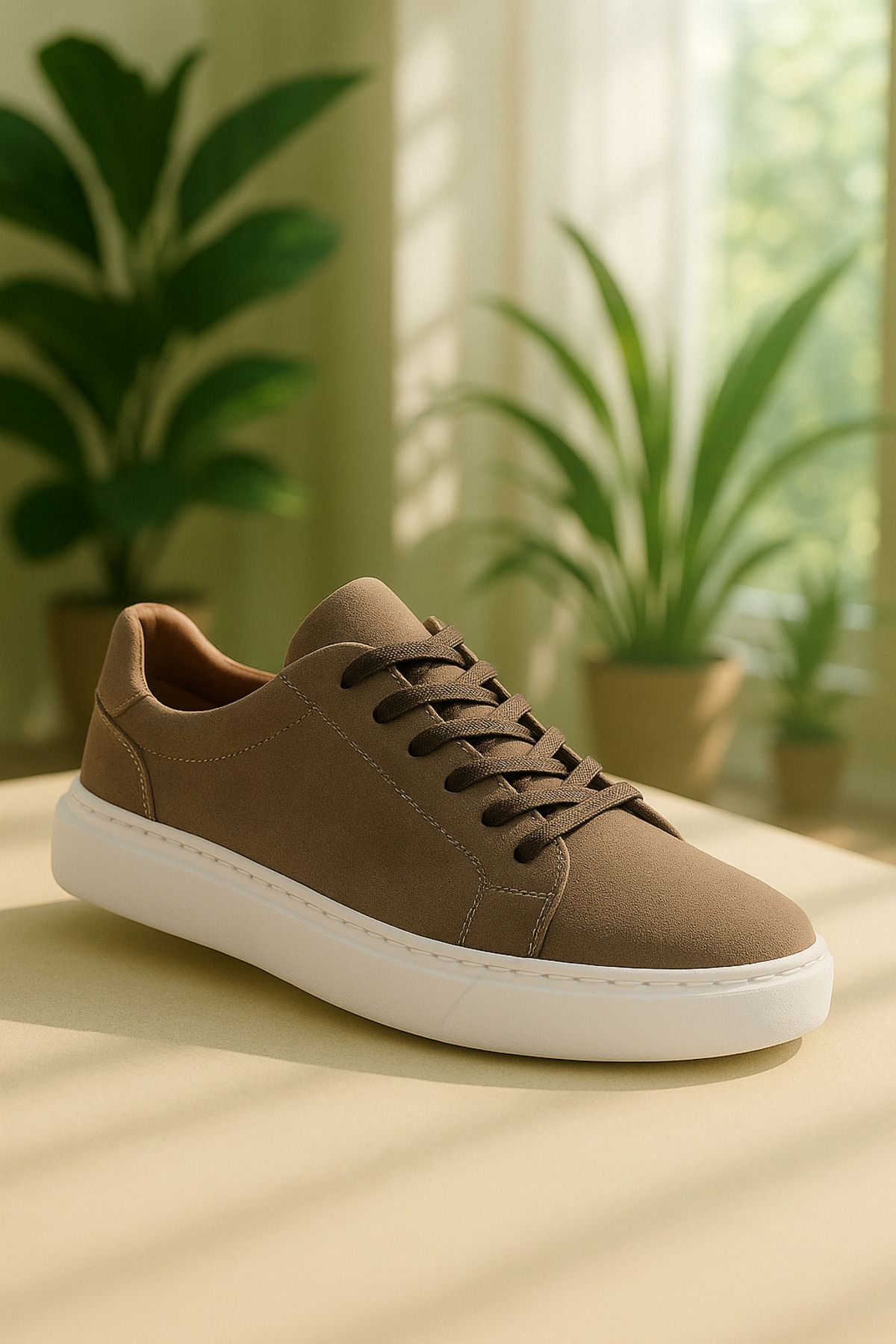 DERWARDEIN Kum Nubuk Erkek Spor Ayakkabı Hakiki Deri - Günlük Sneaker Modeli