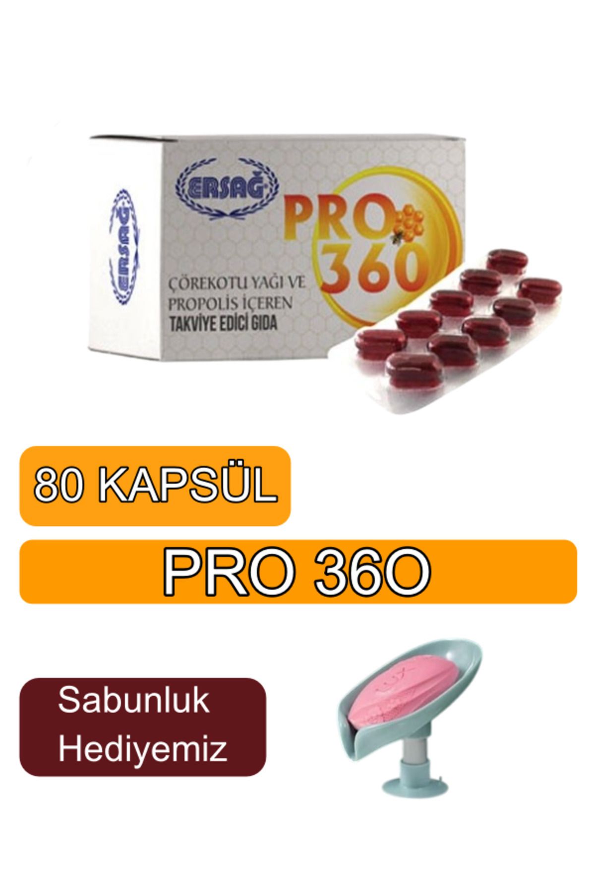 Ersağ Pro 360 ,propolis Ve Çörekotu Yağı Içeren Gıda Takviyesi ( Sabunluk Hediyemiz) 2052-08