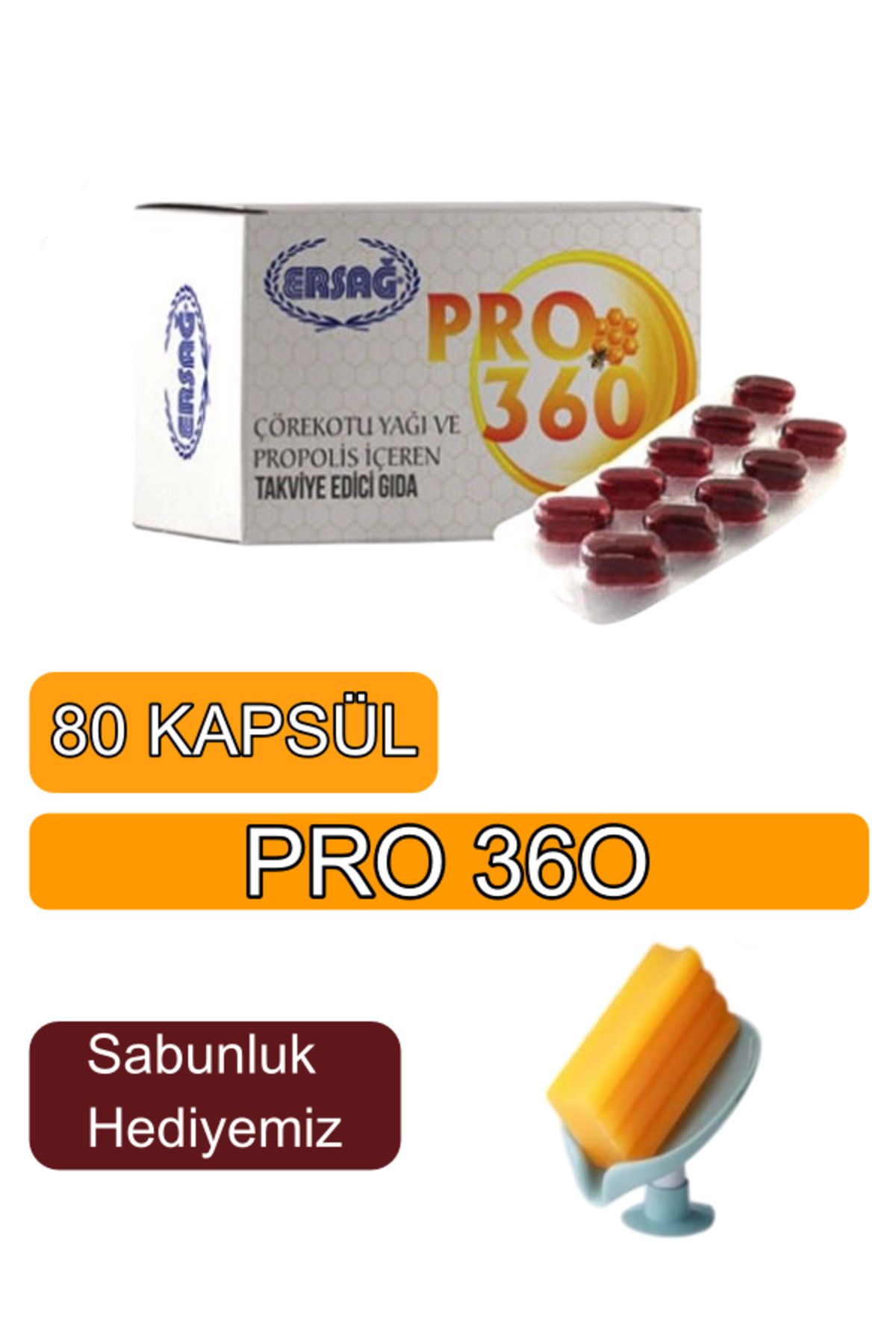 Ersağ Pro 360 ,Propolis Ve Çörekotu Yağı Içeren Gıda Takviyesi ( Sabunluk Hediyemiz )