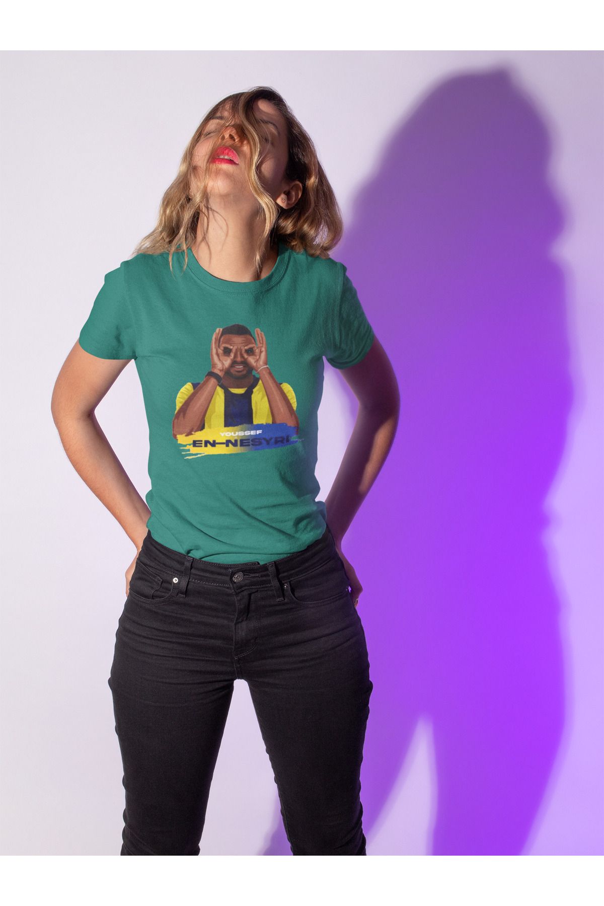 Biy Store Youssef En-Nesyri fotograf forma baskılı unisex kadın erkek kısa kollu tişört t-shirt