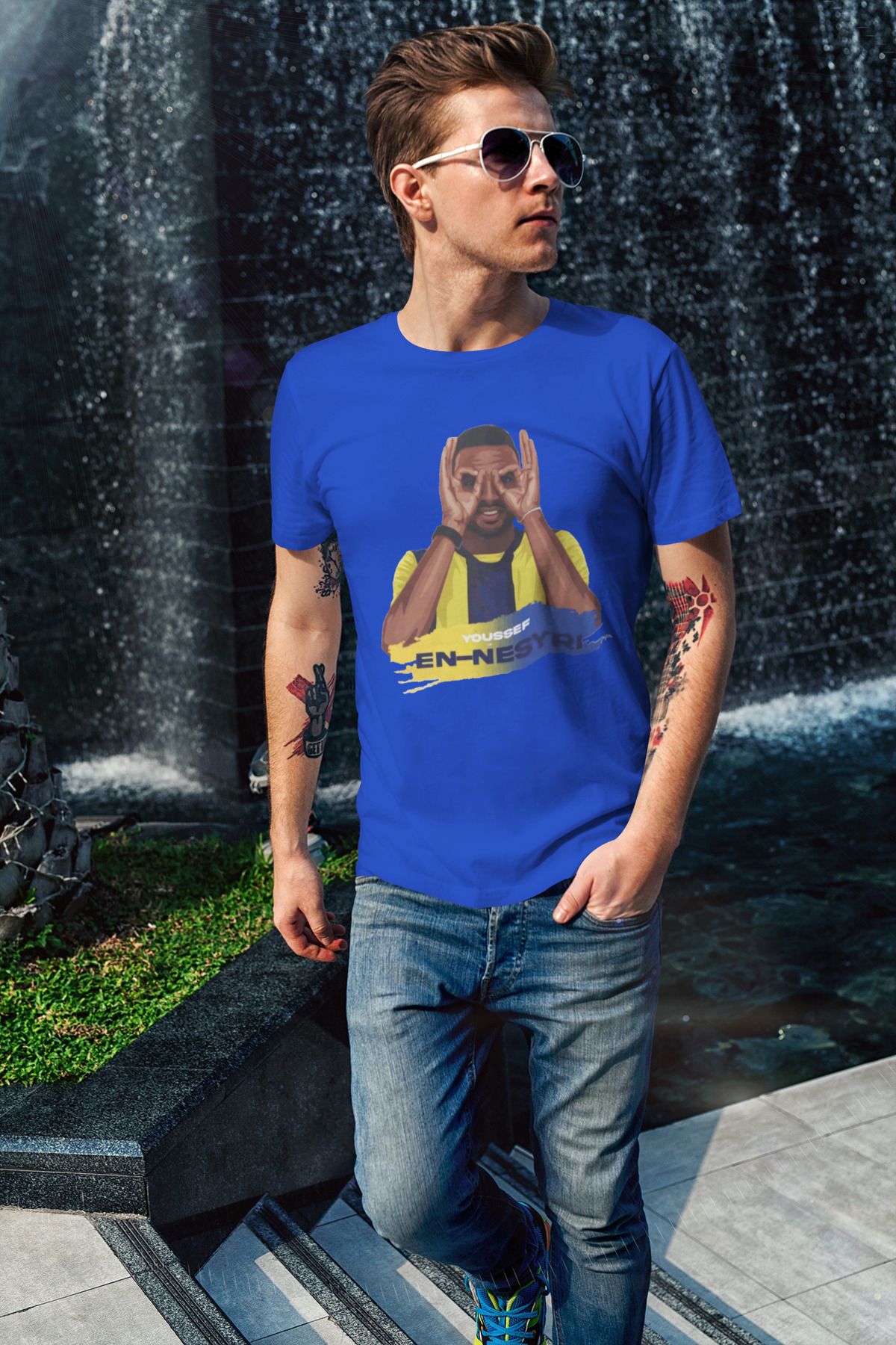 Biy Store Youssef En-Nesyri fotograf forma baskılı unisex kadın erkek kısa kollu tişört t-shirt