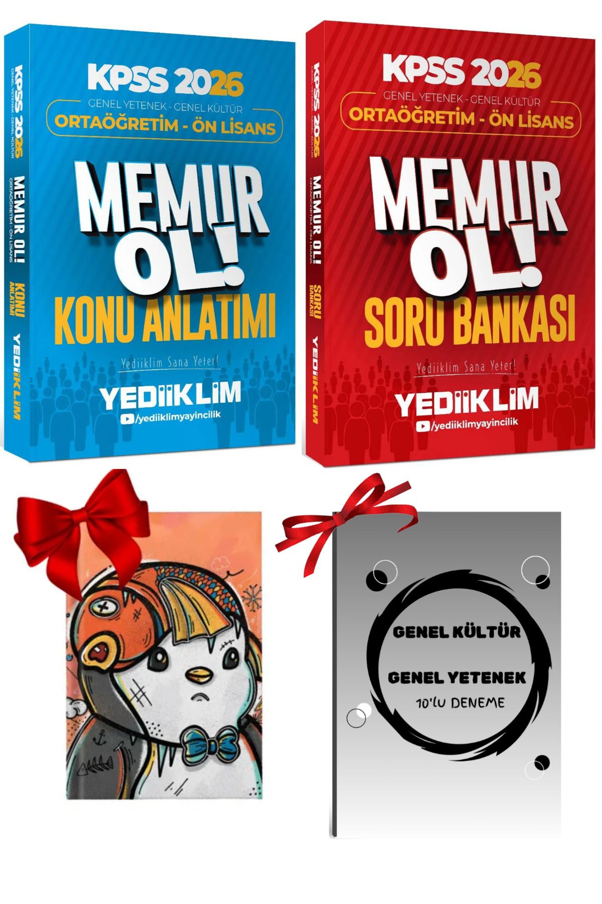 Yediiklim Yayınları 2026 KPSS Ortaöğretim Ön Lisans GY-GK Memur Ol Soru Bankası & Konu Anlatımı Hediyeli Set
