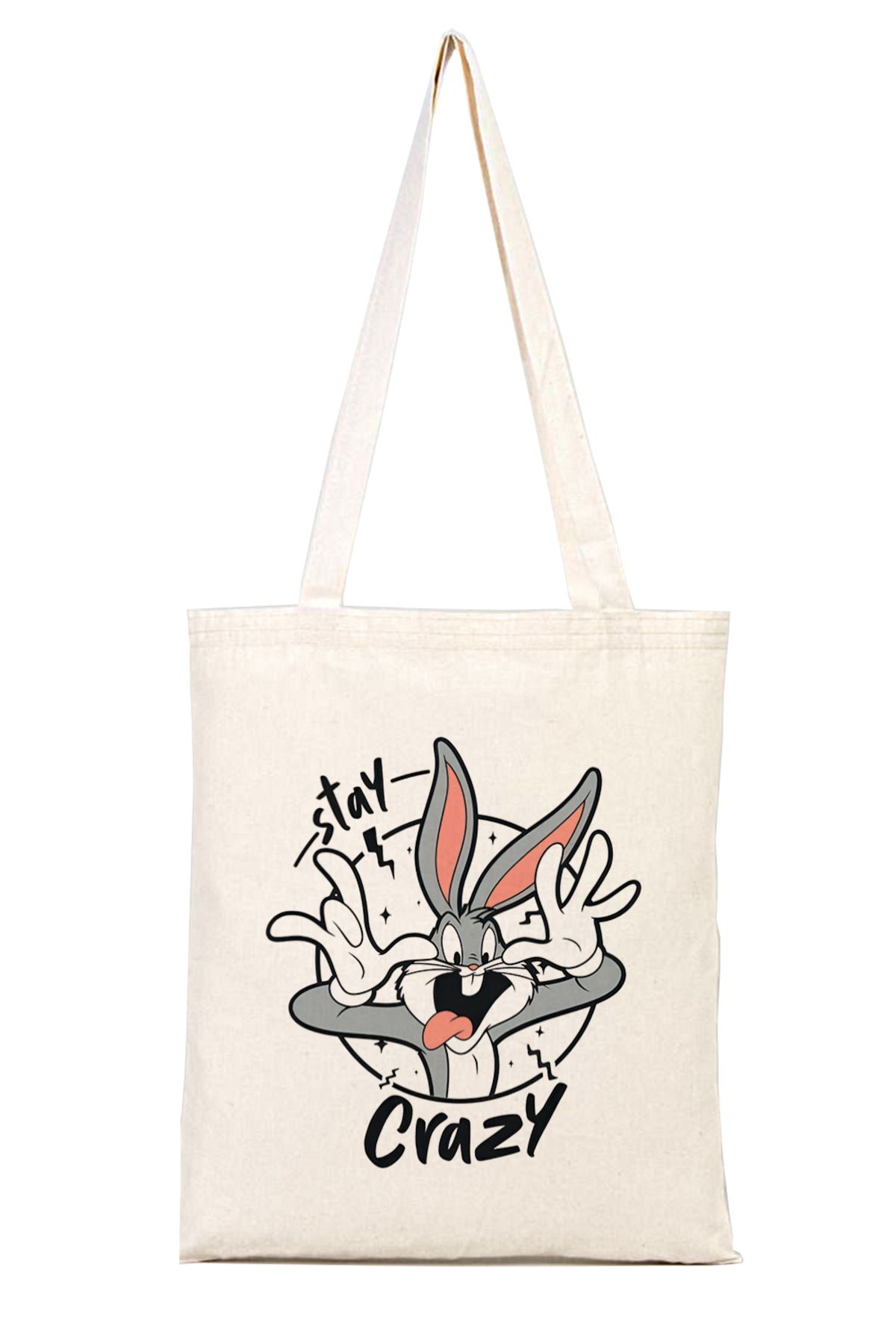 iyi fikirler Crazy Bugs Bunny Bez Omuz Çantası