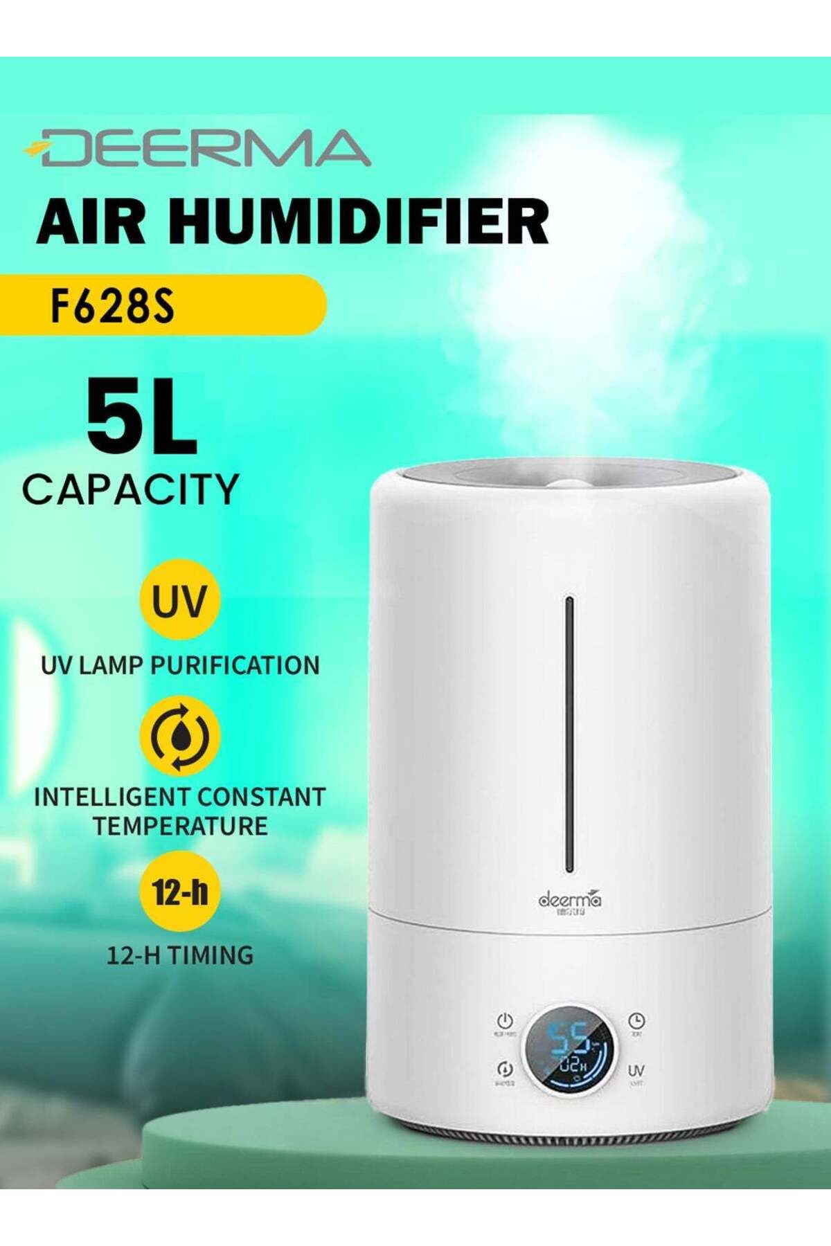 Deerma-Cool Mist Purification Touch Display Smart Humidifier with Humidity Display UV Lamp Sterilization an 1