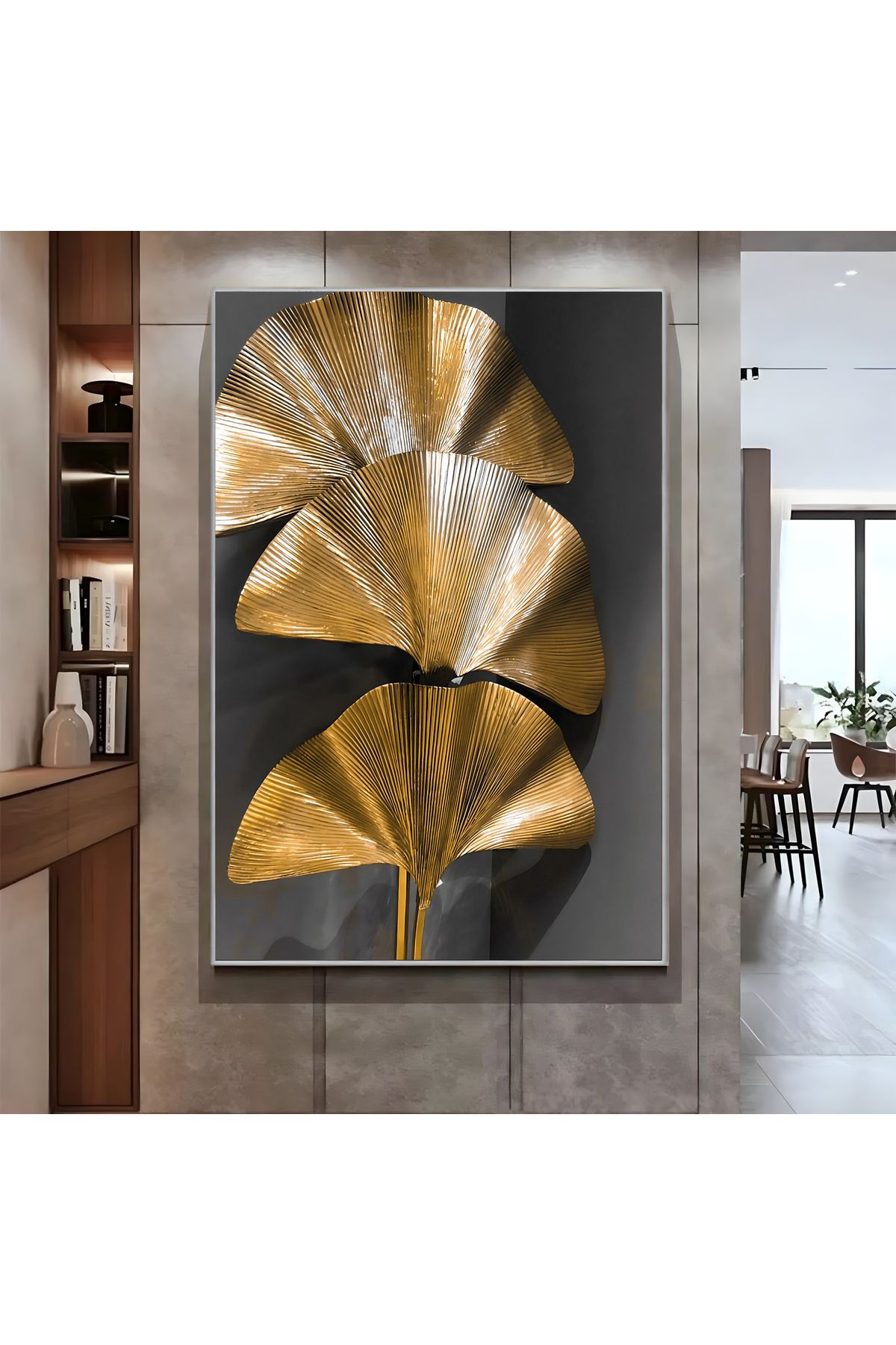 Harikabirev HARİKABİREV| GOLD YAPRAK MODELİ ( CKD-094) |ÇERÇEVELİ KANVAS TABLO CKDİKEY