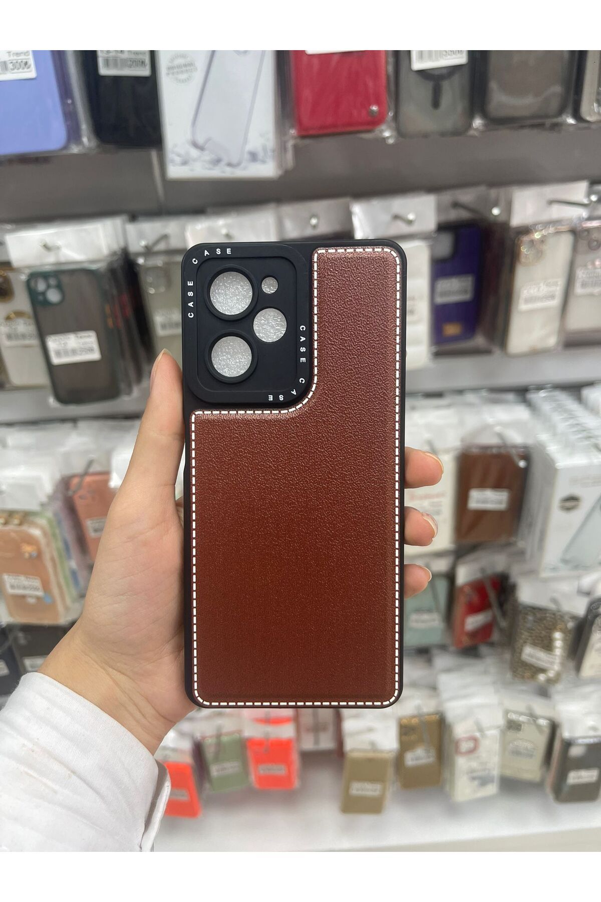 TECNOTREND poco x5 pro uyumlu deri görünümlü kılıf