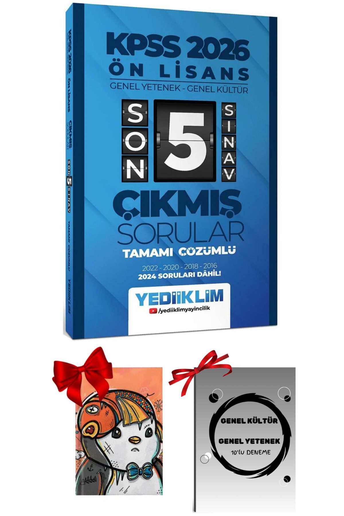 Yediiklim Yayınları 2026 Ön Lisans GY-GK Tamamı Çözümlü Son 5 Sınav Çıkmış Sorular Hediyeli Set