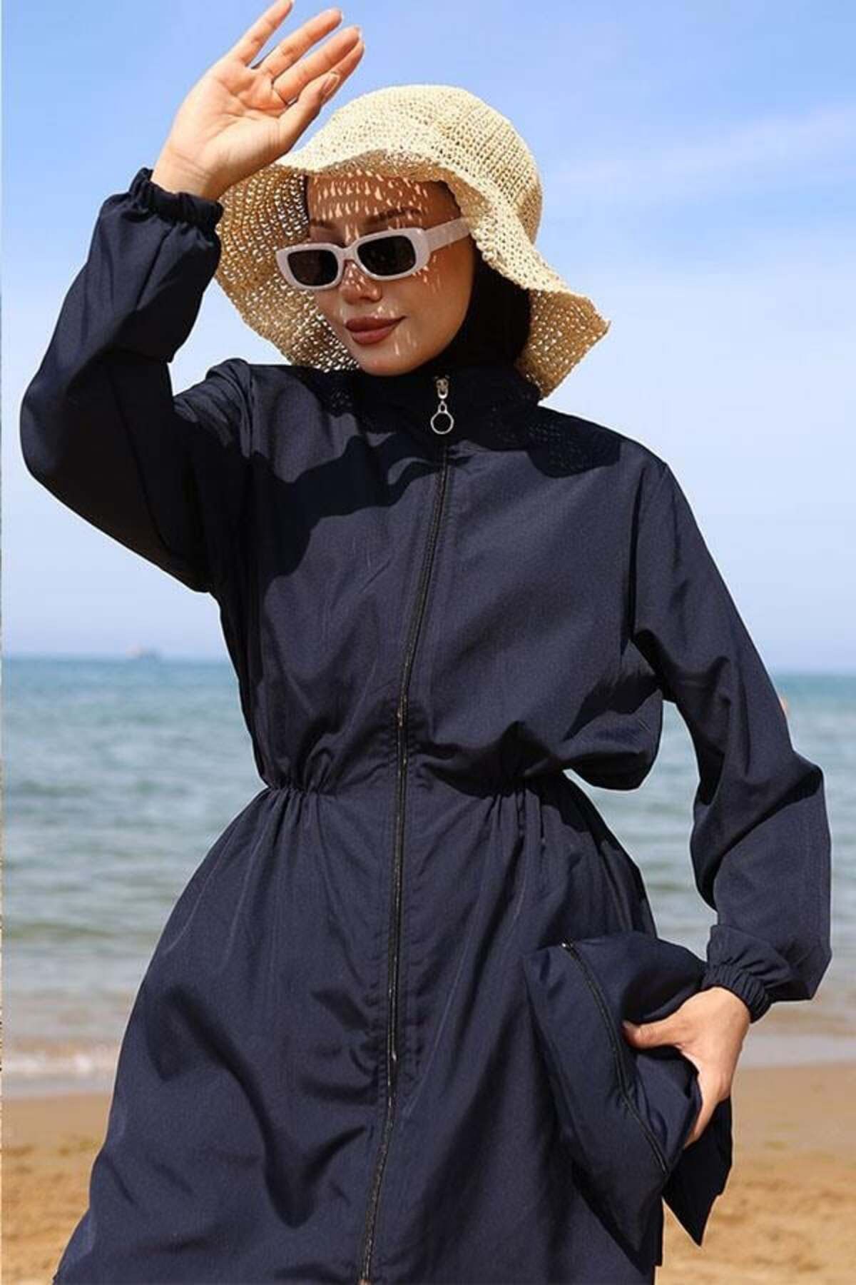 Mec Fashion Yanları Lastikli Çantalı Tesettür Mayo