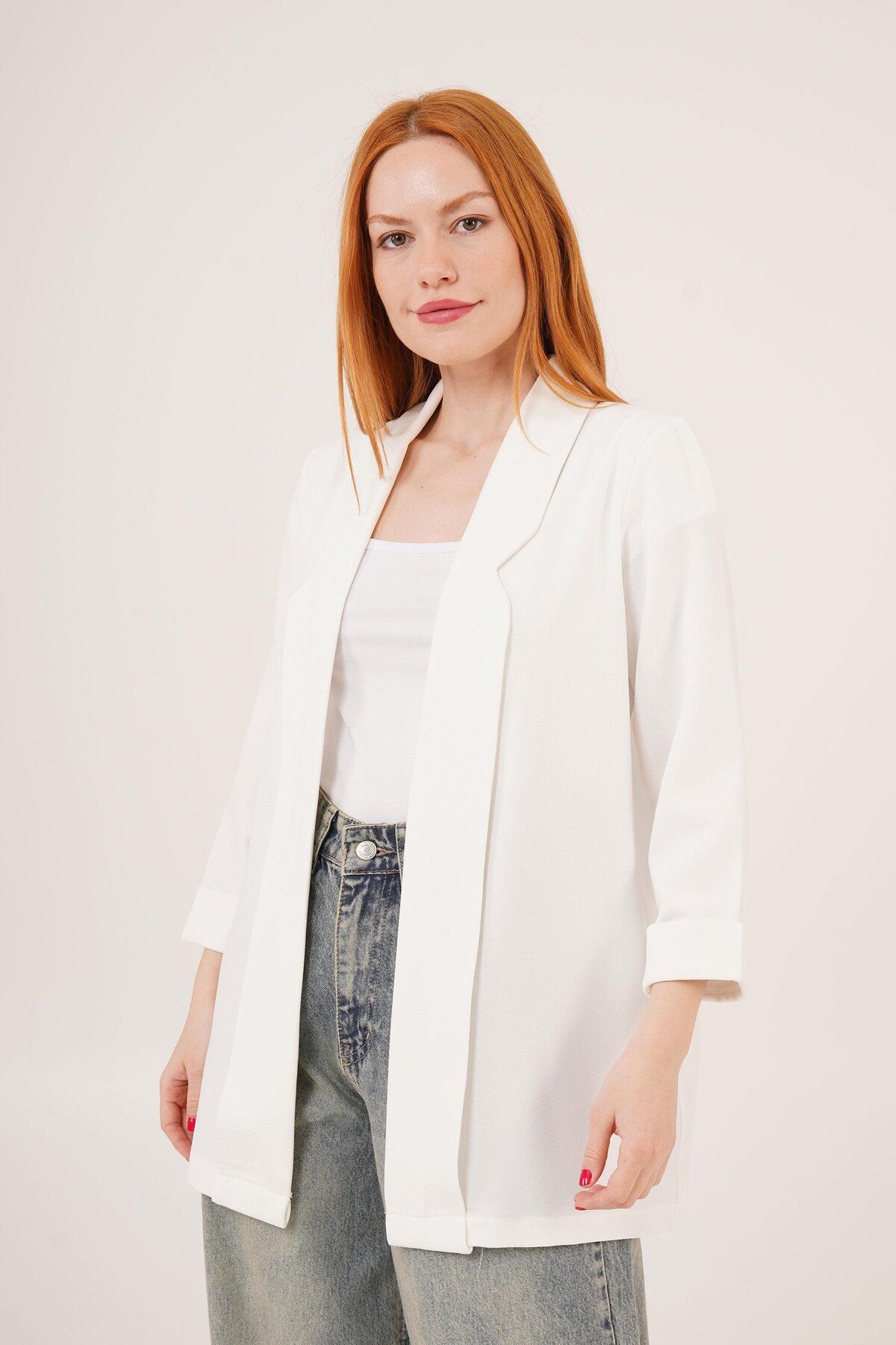 Castivo Fashion Kol Katlama Dikiş Detaylı Yazlık Blazer Ceket