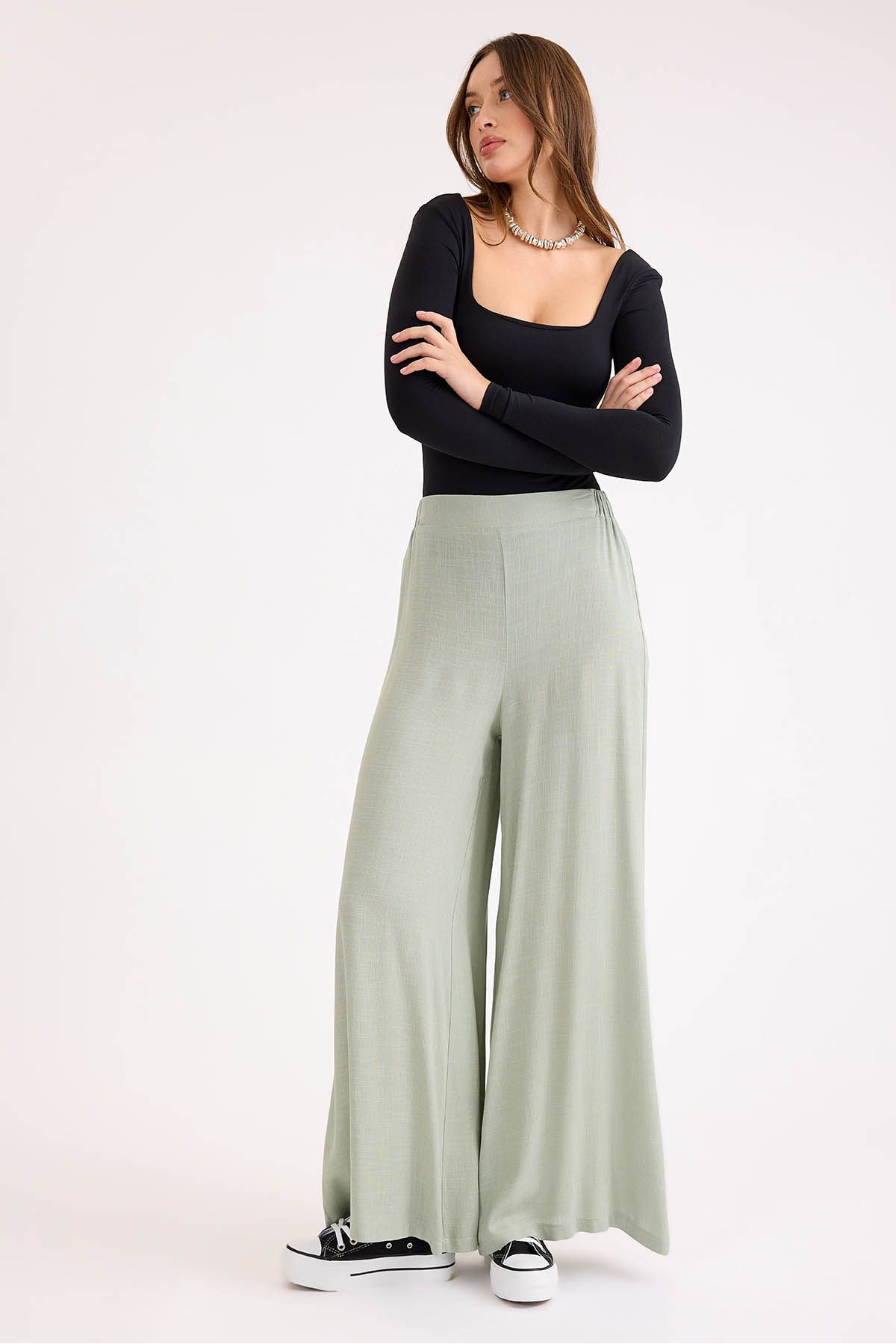 Vitrin-Viscose Linen Casual Trousers with Elastic Back 3