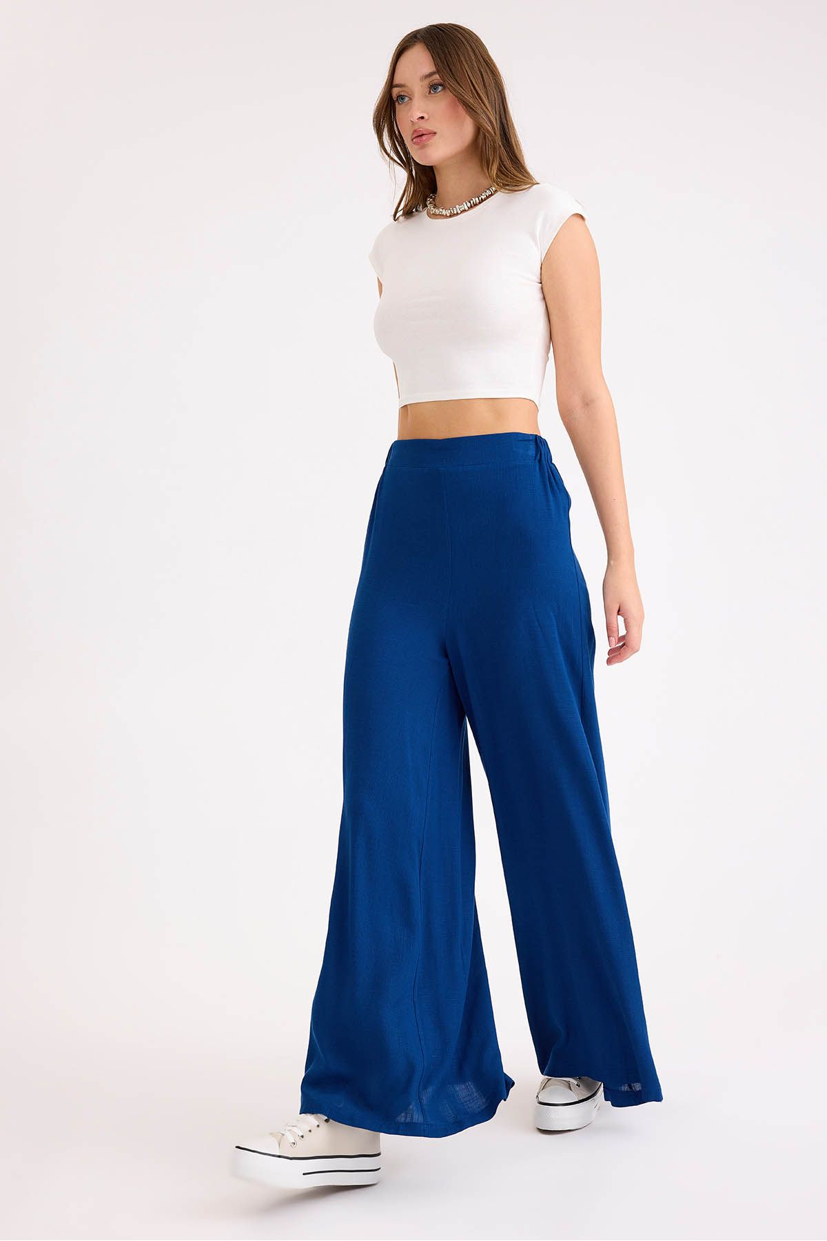 Vitrin-Viscose Linen Casual Trousers with Elastic Back 3