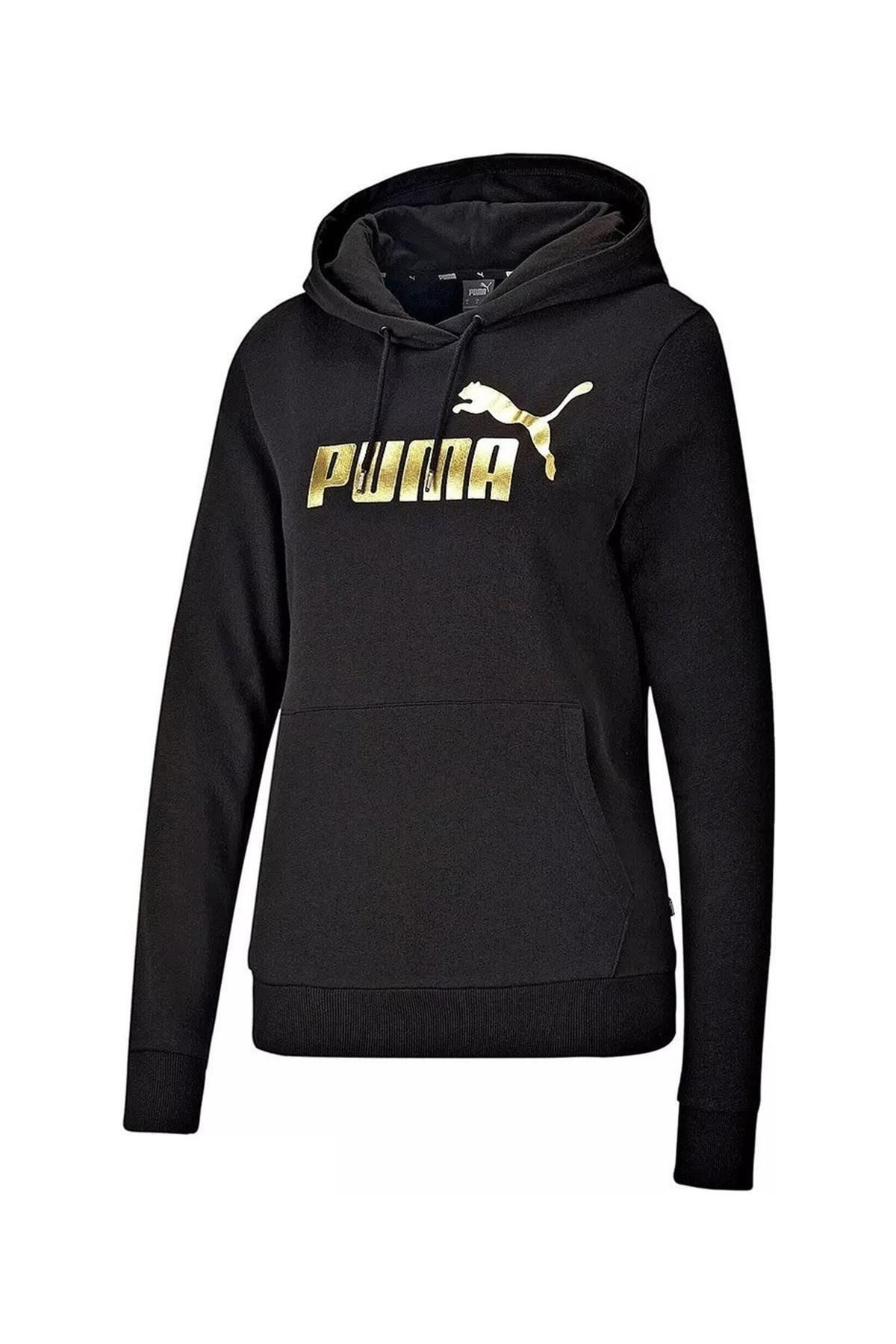 Puma ESS+ METALLIC LOGO HOODIE SWEATSHIRT Giyim Kadın