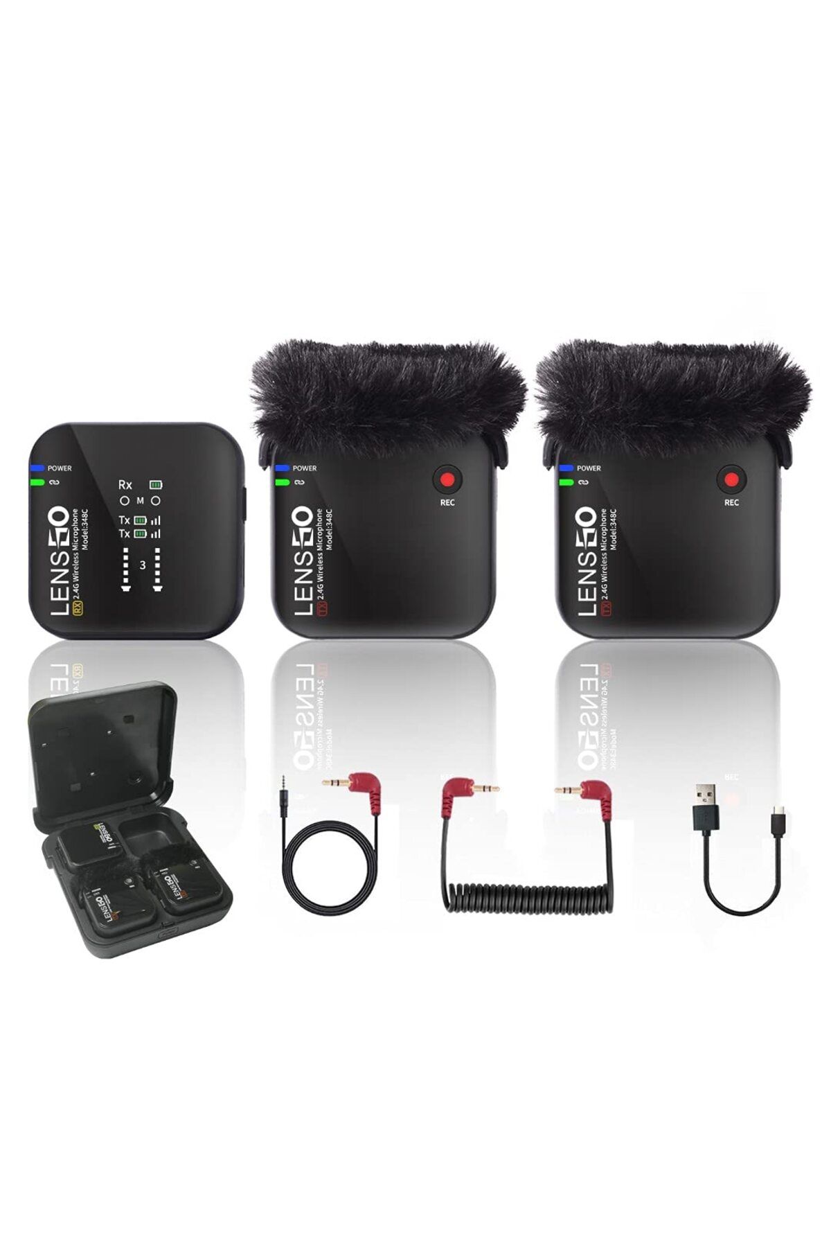 LENSGO 348C 1V2 Kablosuz İkili Yaka Mikrofonu