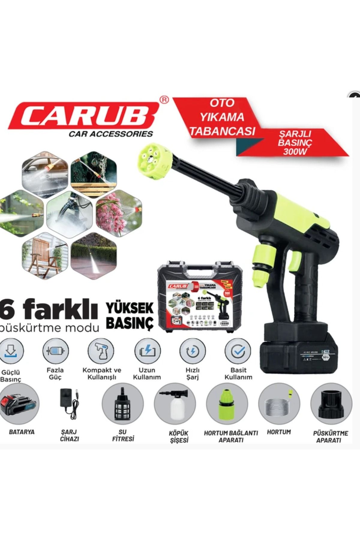 GUMUSONLINE 300 WATT YÜKSEK BASINÇLI ÇİFT BATARYALI OTO YIKAMA TABANCASI 48V
