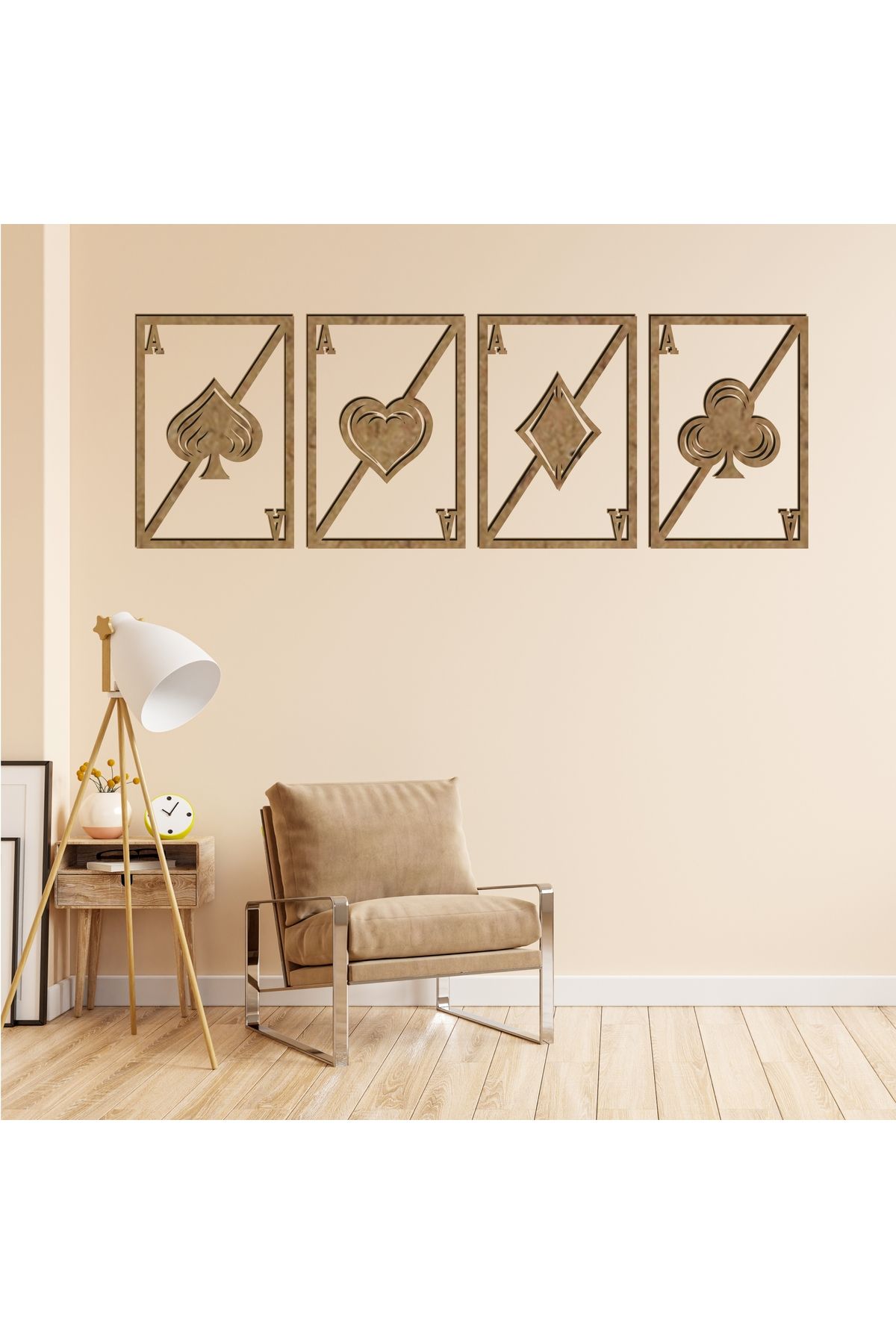 Grand Fine Art Çerçeve Görünümlü Üç Parça Renkli MDF Tablo İskambil