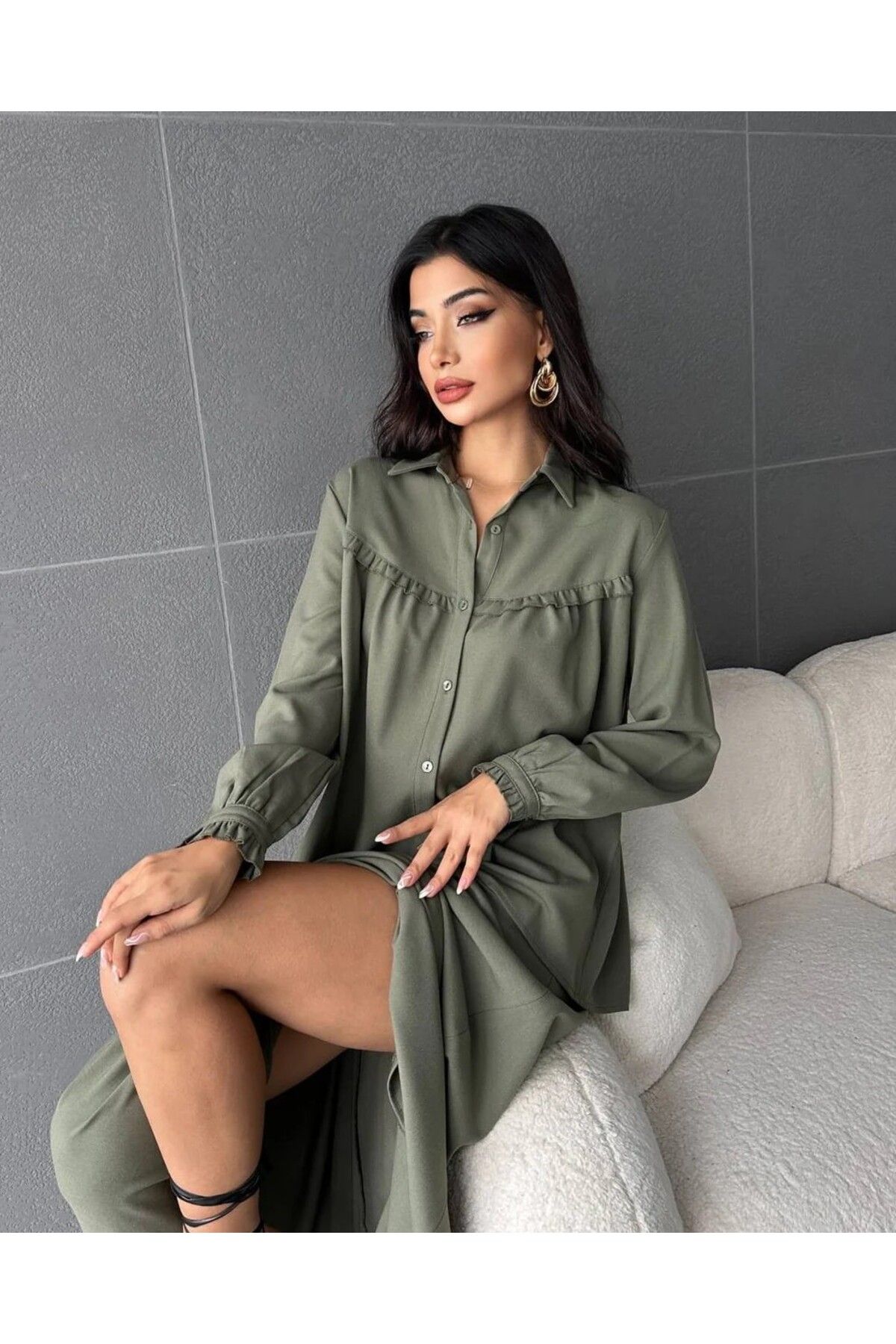 Misscix Official Sade Şıklık Gömlek & A Kesim Uzun Etek Takım