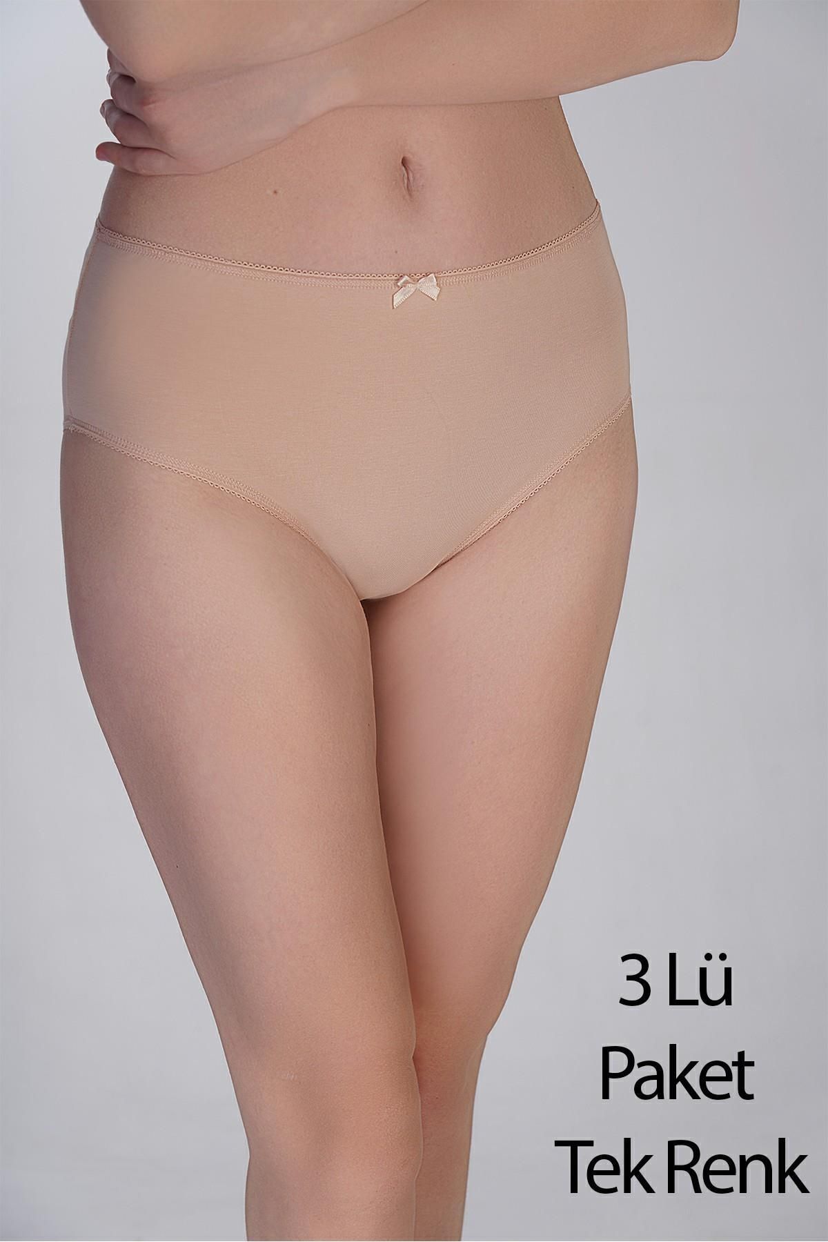 cotonhause Kadın Yarım Bel Bikini Külot 3’lü Paket – Pamuklu Rahat Kesim Ten 365002