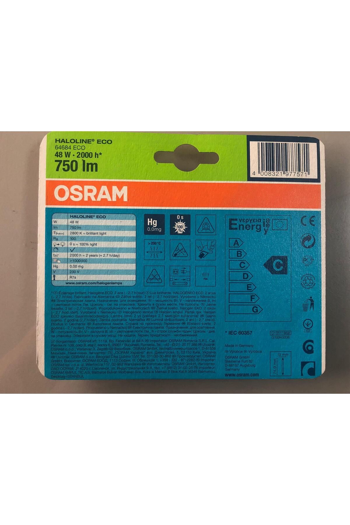 Osram ÇUBUK HALOJEN LAMBA 80W= 100W 1400 LÜMEN 78mm