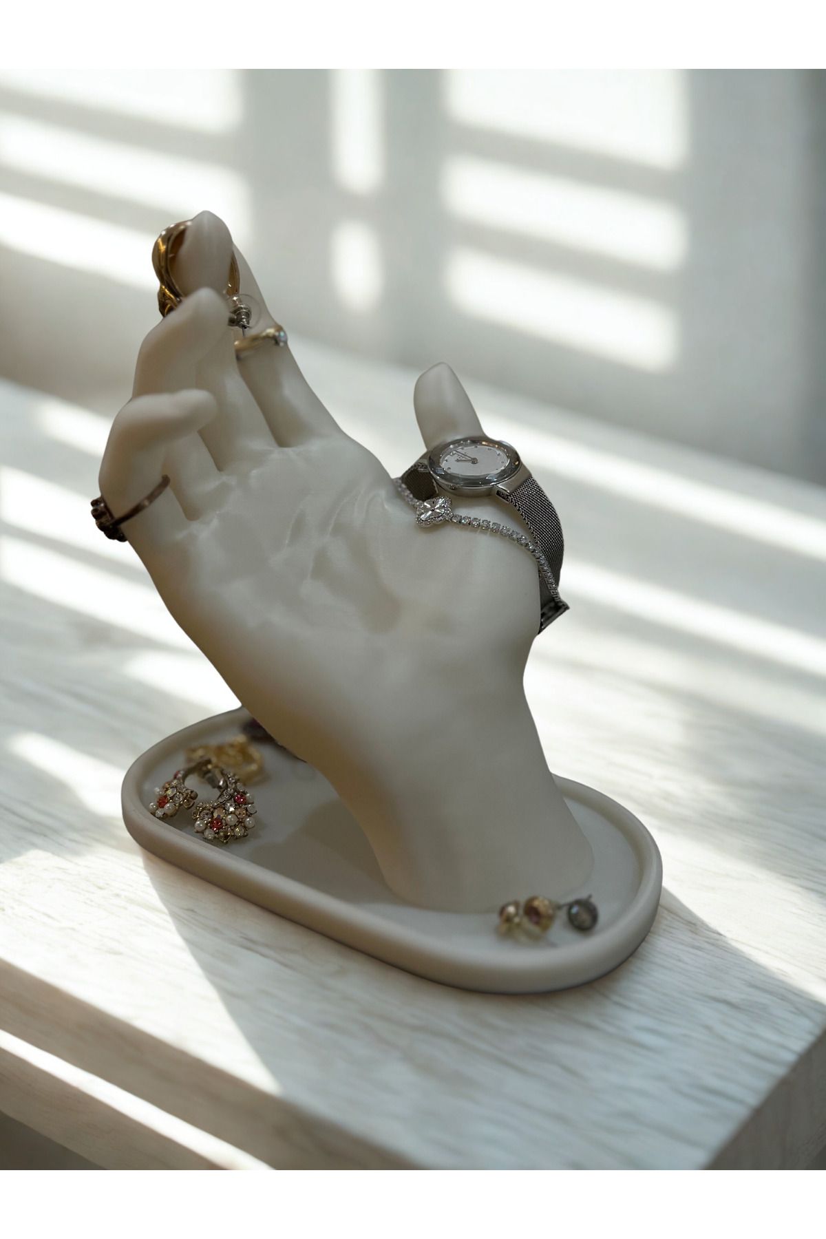ESL Decor Modern El Tasarımlı Takı Standı - Dekoratif Düzenleyici Saat, Yüzük , Küpe ,Kolye Yüksek Kalite