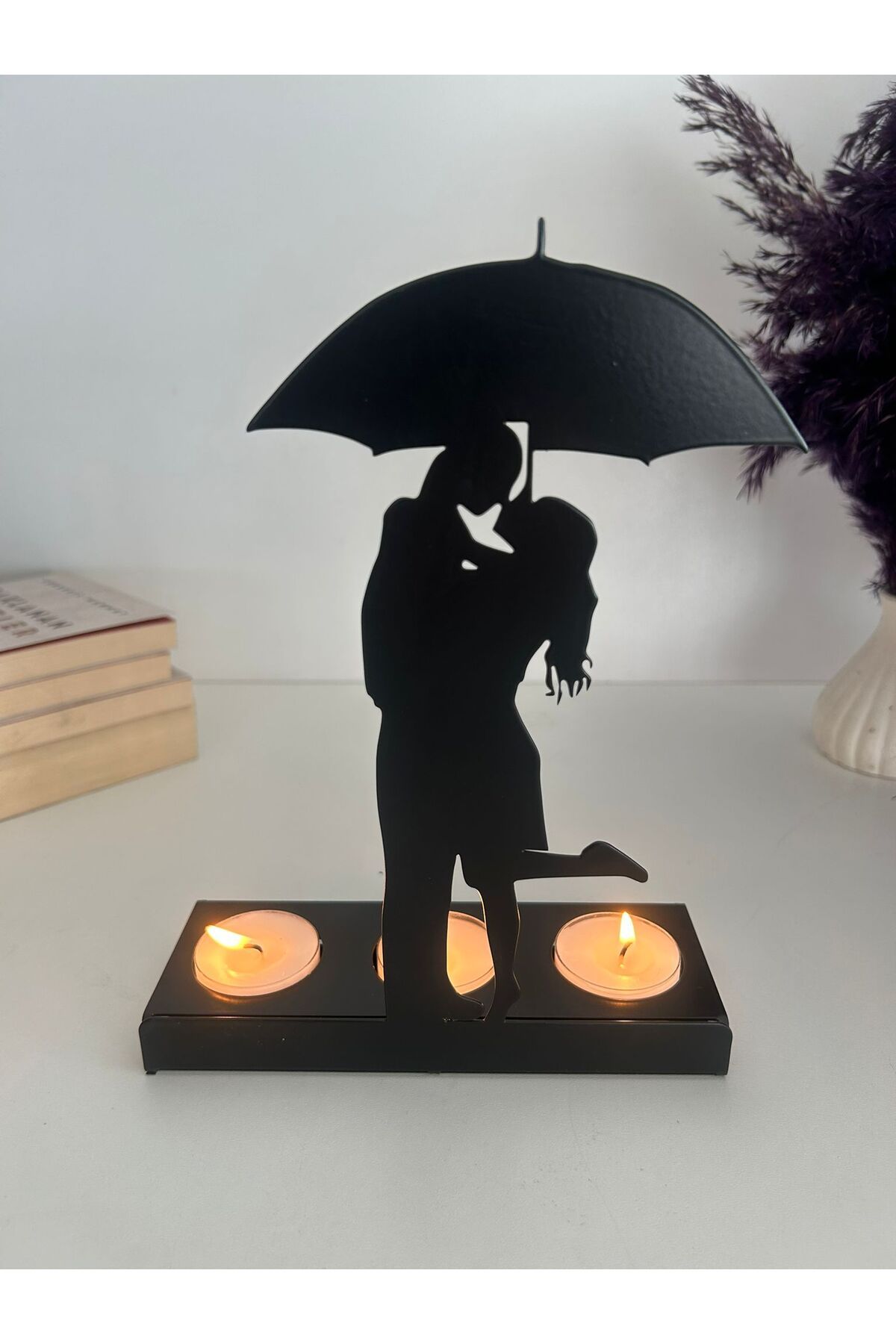Alamer Decor Romantik Sevgililer Temalı Dekoratif Metal Mumluk