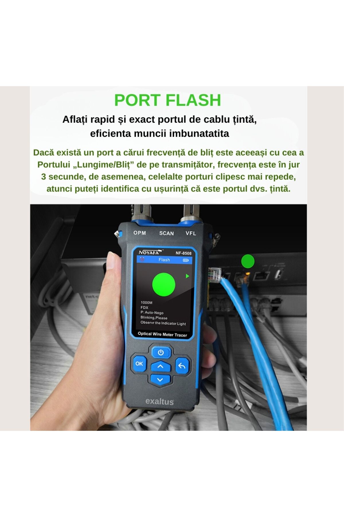 exaltus-Optical power meter with network cable tester, Exaltus®, CAT5/CAT6, POE Tester, NCV Function, QC RJ45 5