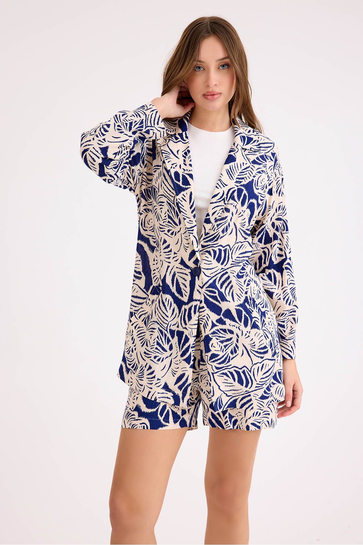 Vitrin-Flower Pattern Single Button Jacket 3