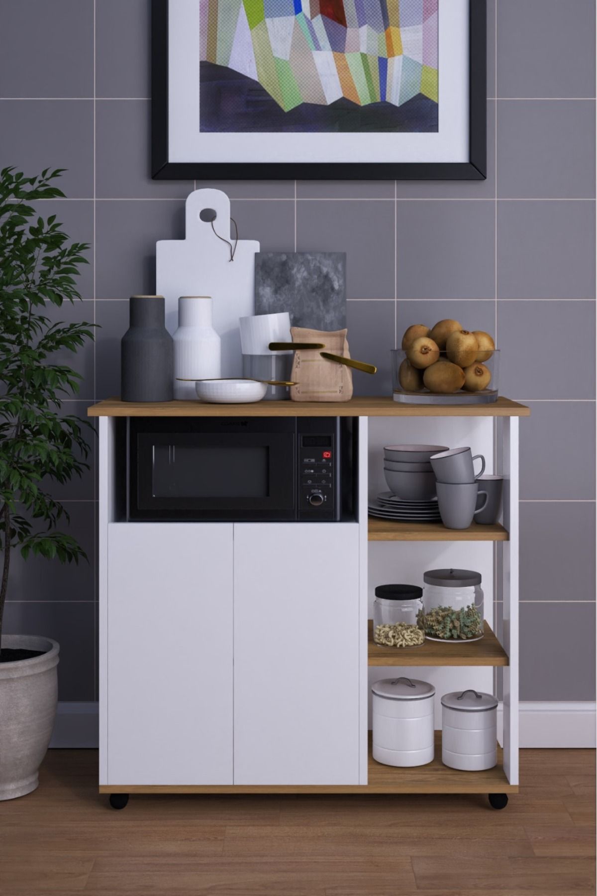DEKORFİM Alya MDF Çok Amaçlı Dolap Mutfak Dolabı Kiler Dolabı