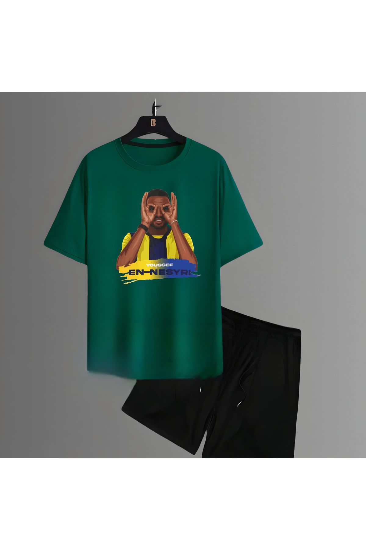 Biy Store Youssef En-Nesyri fotograf forma baskılı unisex kadın erkek kısa kollu tişört t-shirt şort takımı
