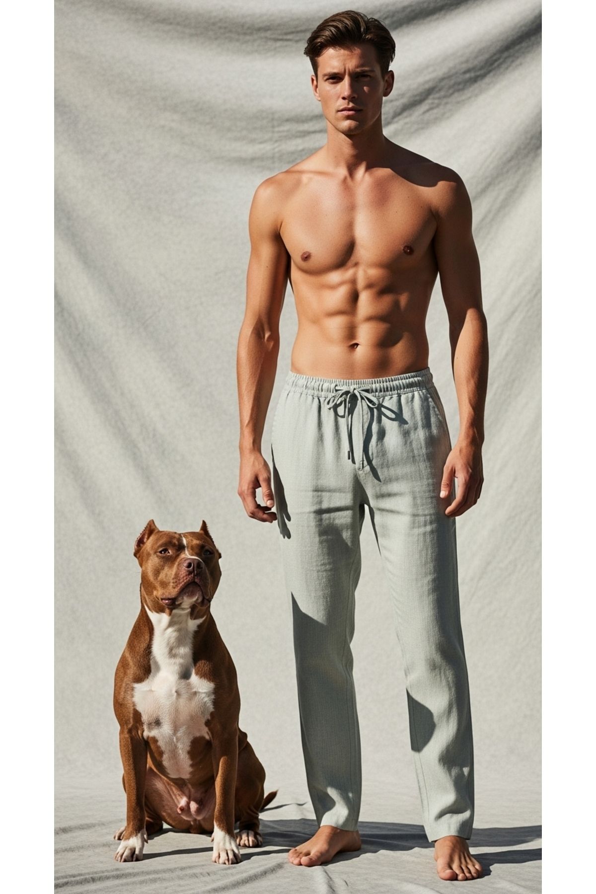 DARK AND BRIGHT Keten Görünümlü Erkek Siyah Pantolon – Rahat Kesim, Jogger Stil
