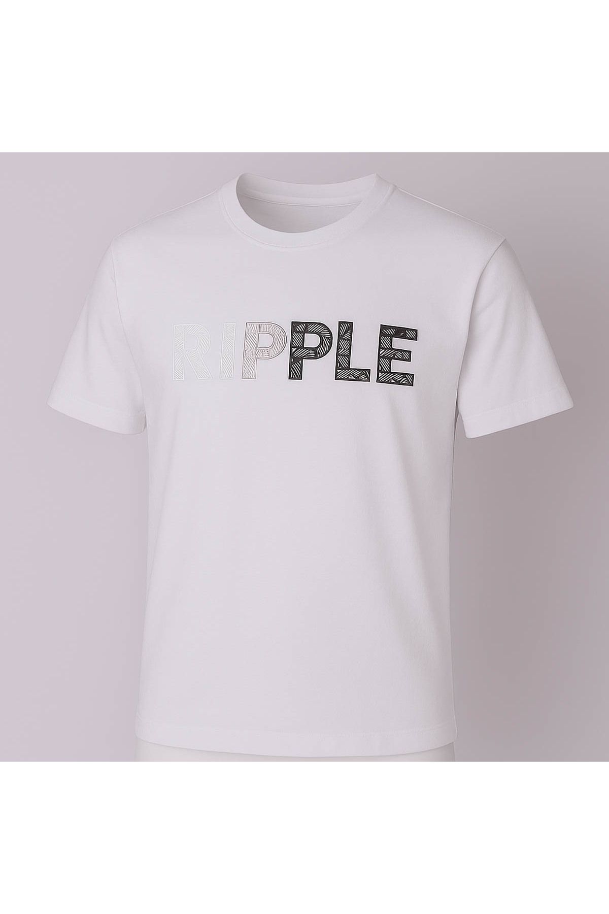 trender Rıpple Baskı Beyaz Erkek T-Shirt