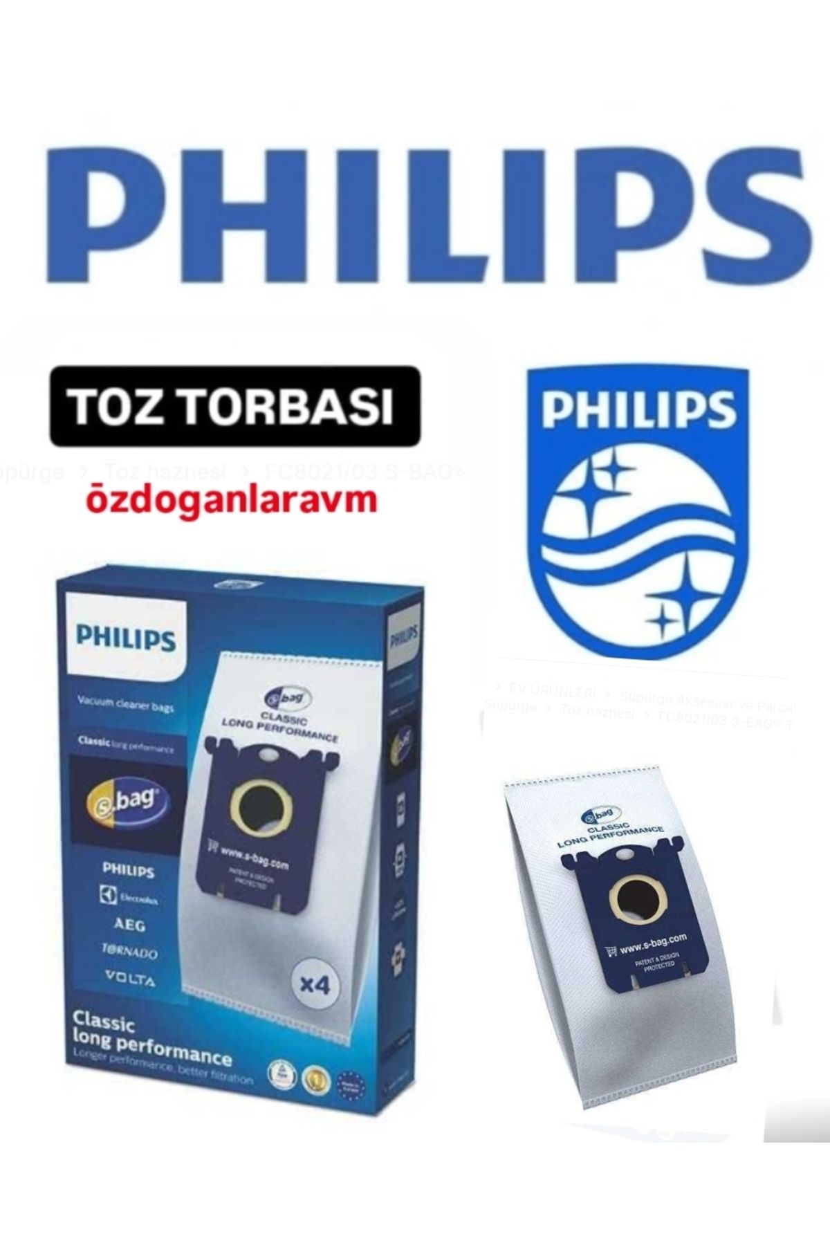 dogant özdoğanlar avm Philips 8000 Performer Silent S-Bag Toz Torbası