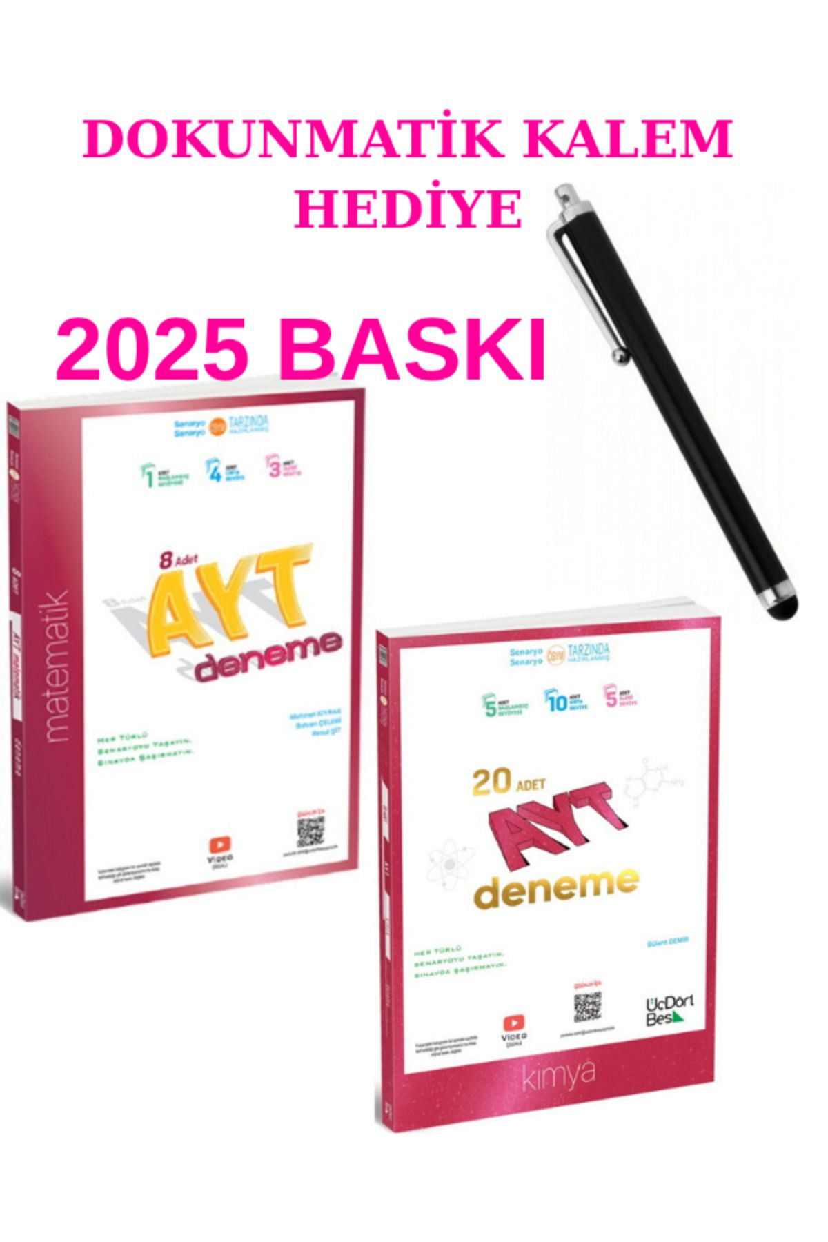 Marsis Yayınları 345 AYT Matematik 8 li Deneme +ÜçDörtBeş AYT Kimya 20 Deneme +DOKUNMATİK KALEM HEDİYELİ