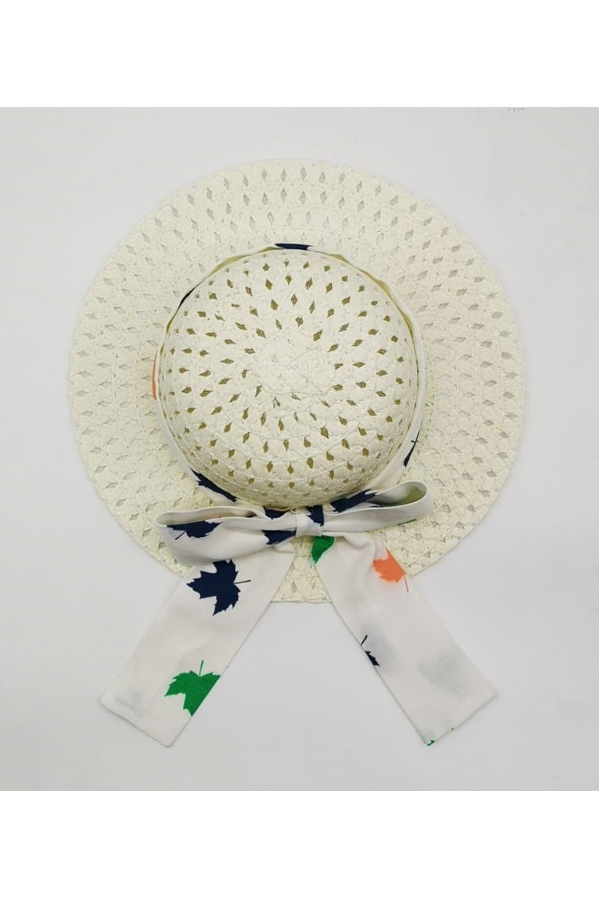 By Piera-Girl's Fabric Bow Straw Hat 8808 2