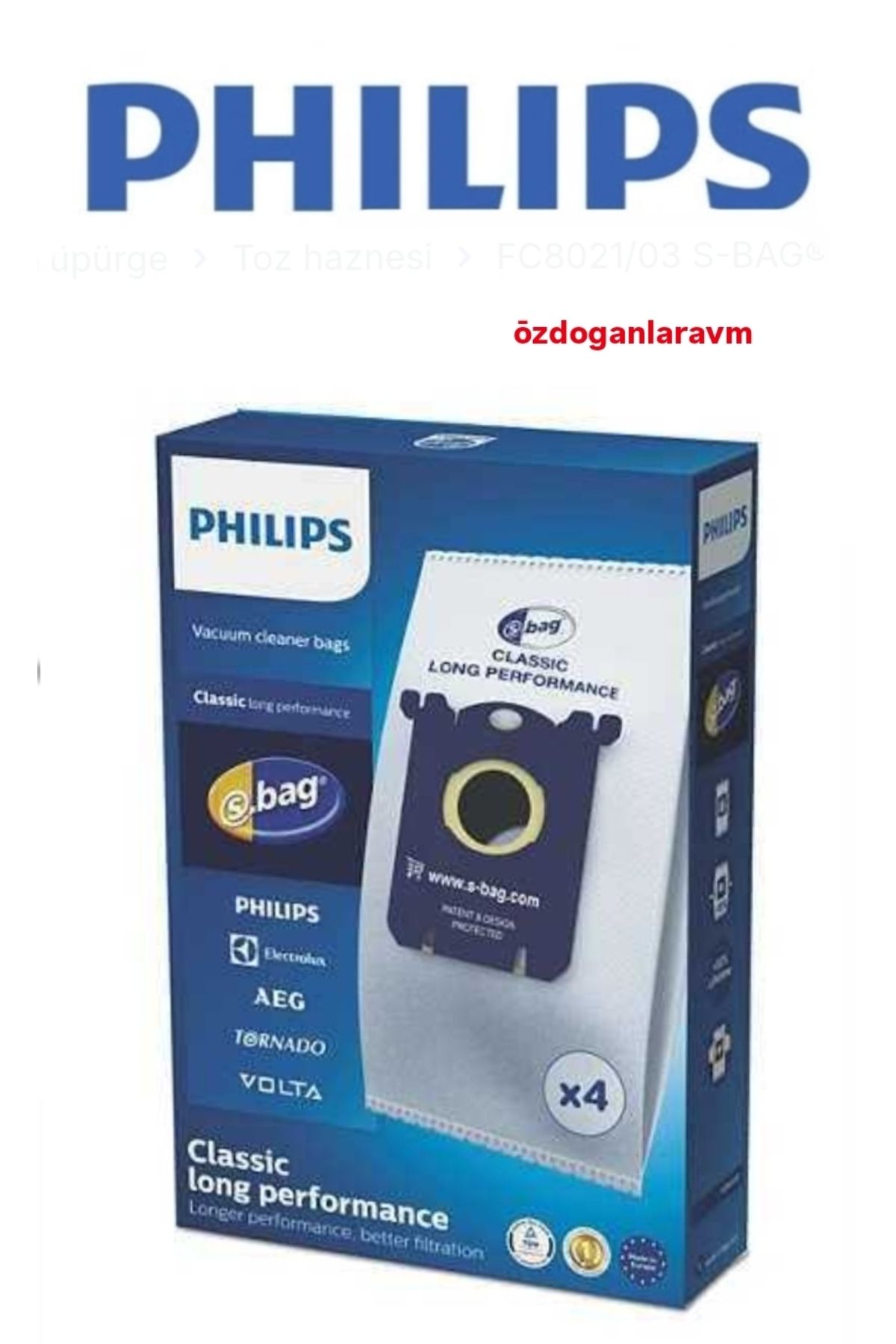 dogant özdoğanlar avm Philips Fc 8785 Performer Silent S-Bag Toz Torbası