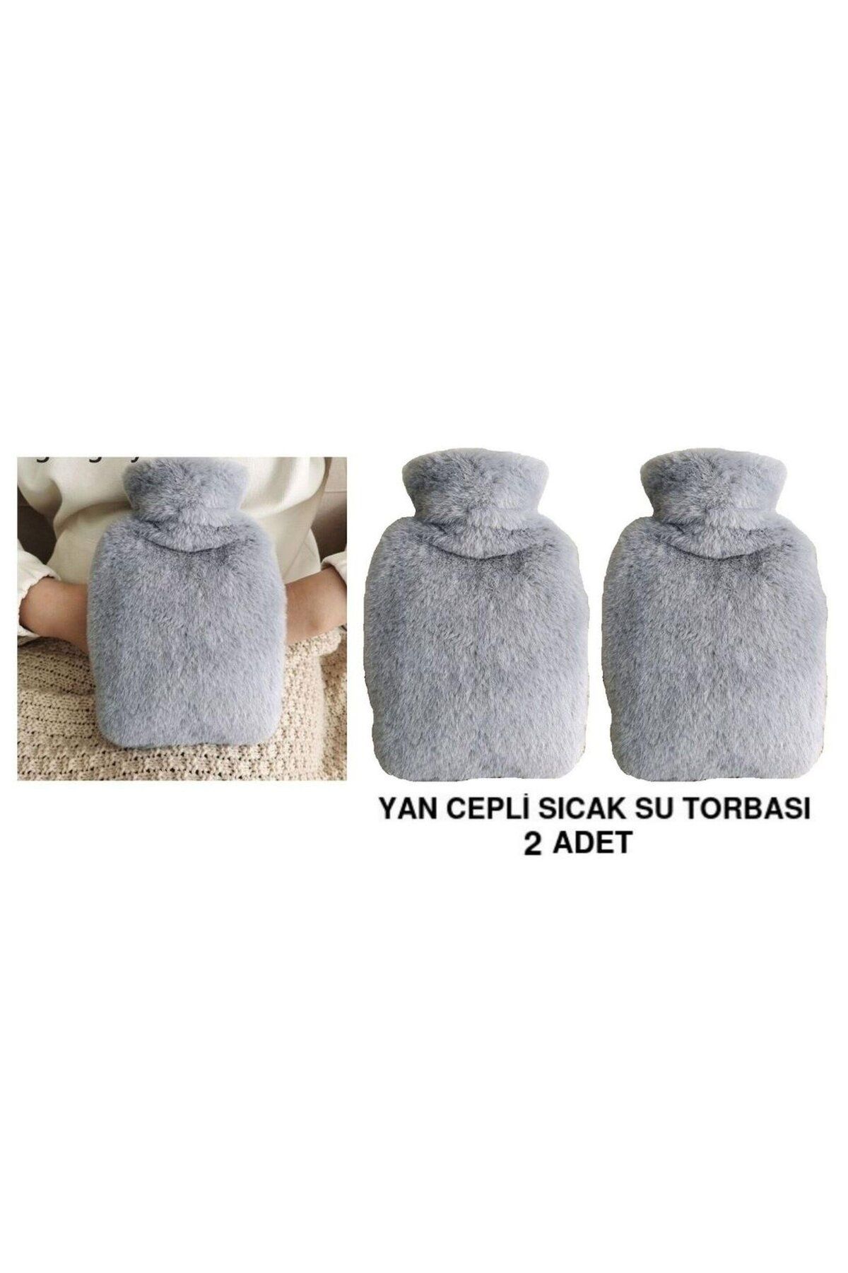 Bosphorus SICAK SU TORBASI 2 ADET,YAN CEPLİ GRİ PELUŞ TERMOFOR 27x17x2cm 750ml