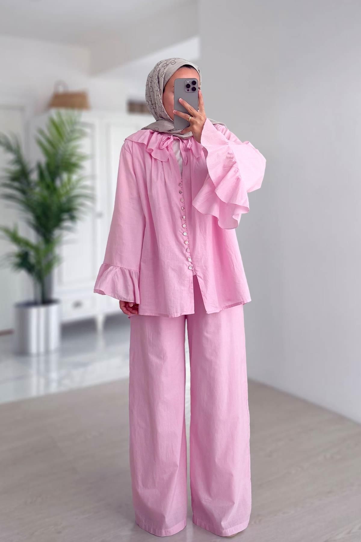 Ka Hijab Bebe Yaka Astarlı Takım - Pembe