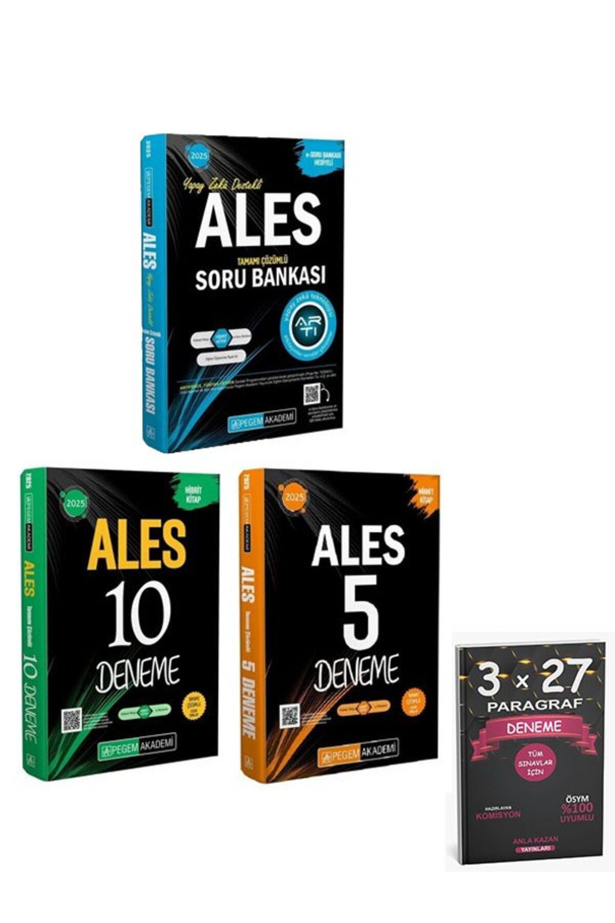 Anla Kazan Yayınları Pegem 2025 ALES Soru Bankası + 10+5 Deneme 3 lü Set+AnlaKAzan PAragraf