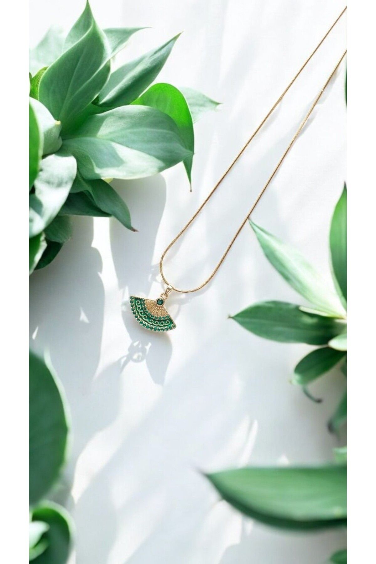 NOVA JEWELLERY Yelpaze Model Paslanmaz Çelik Kolye |STEEL NECKLACE