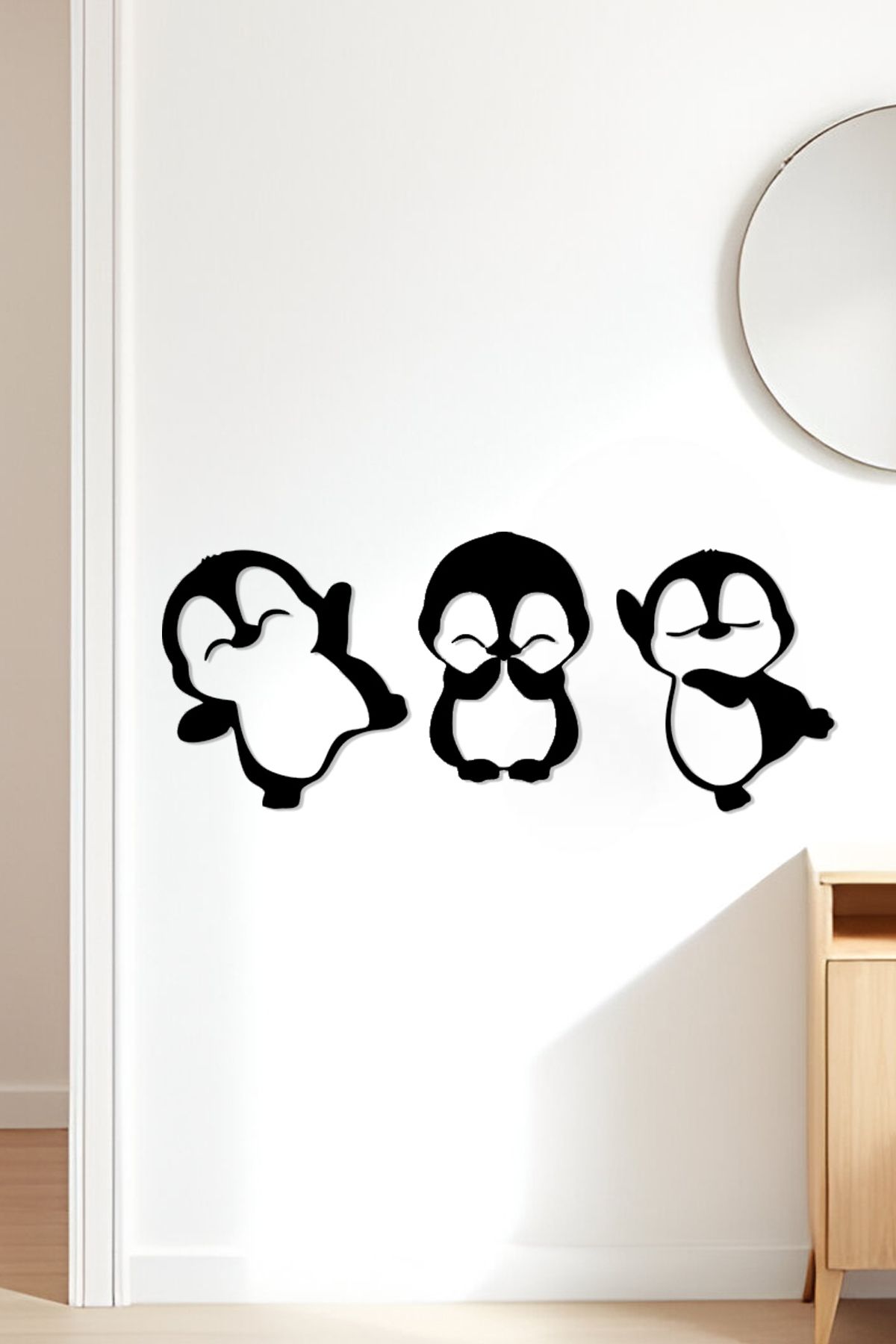 oalpo Sevimli Penguenler Modern Dekoratif Tablo, Dolap, Duvar ve Kapı Üzerine Uygun, 3D Baskı, 20cm