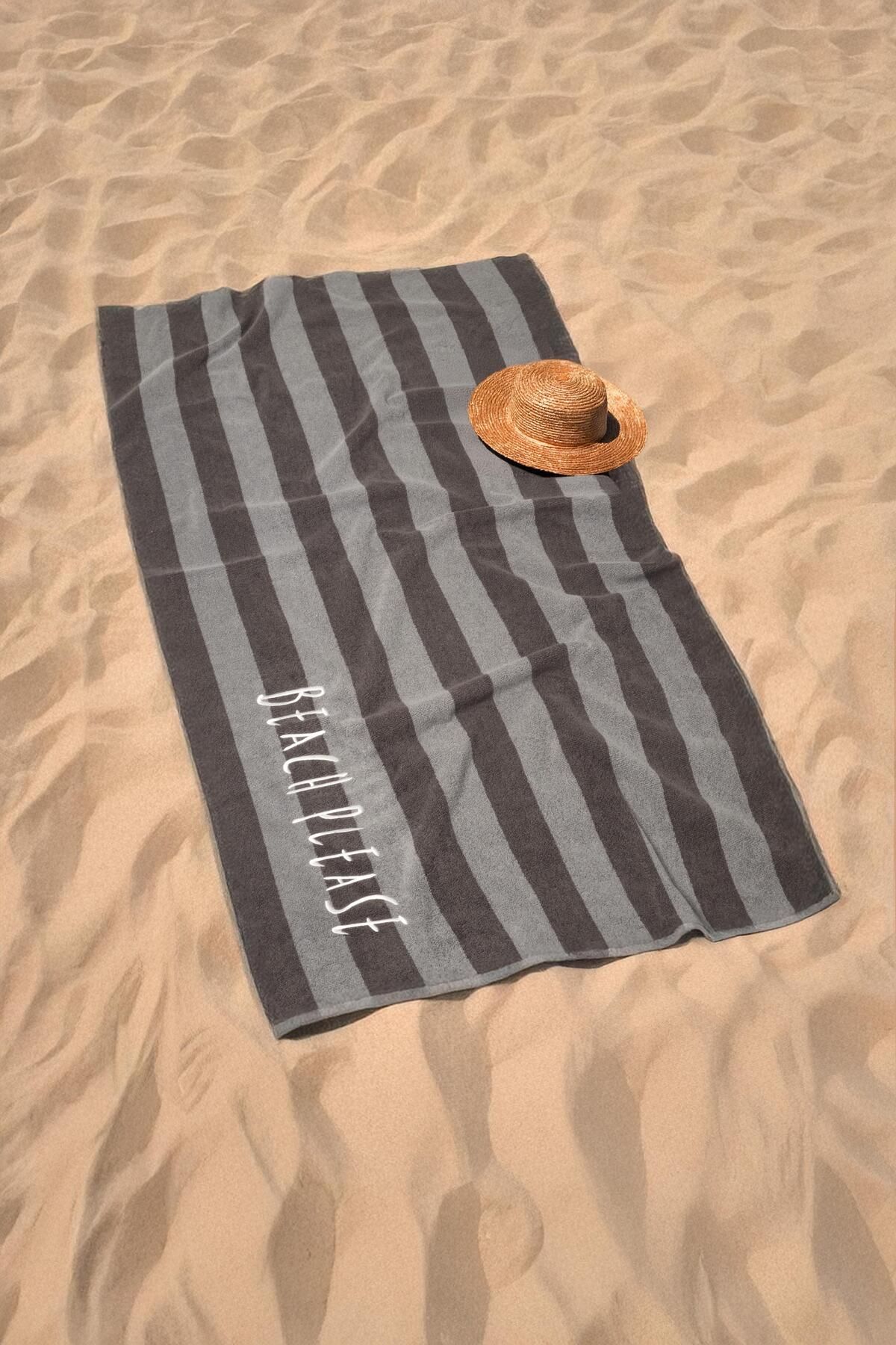 BOOVI Beach Please-1 adet 70x130 cm Plaj Havlusu %100 Saf Pamuk