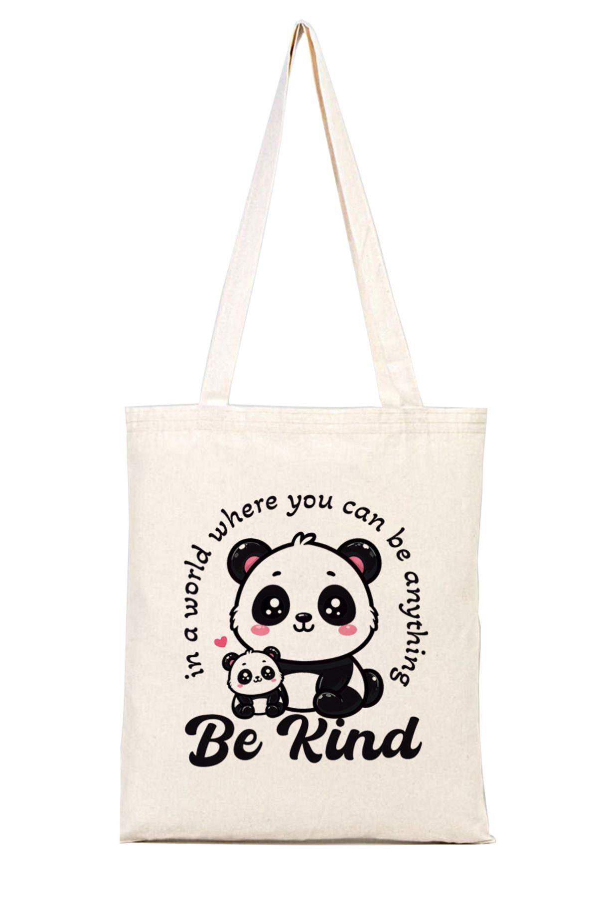 iyi fikirler Panda Baskılı Bez Omuz Çantası