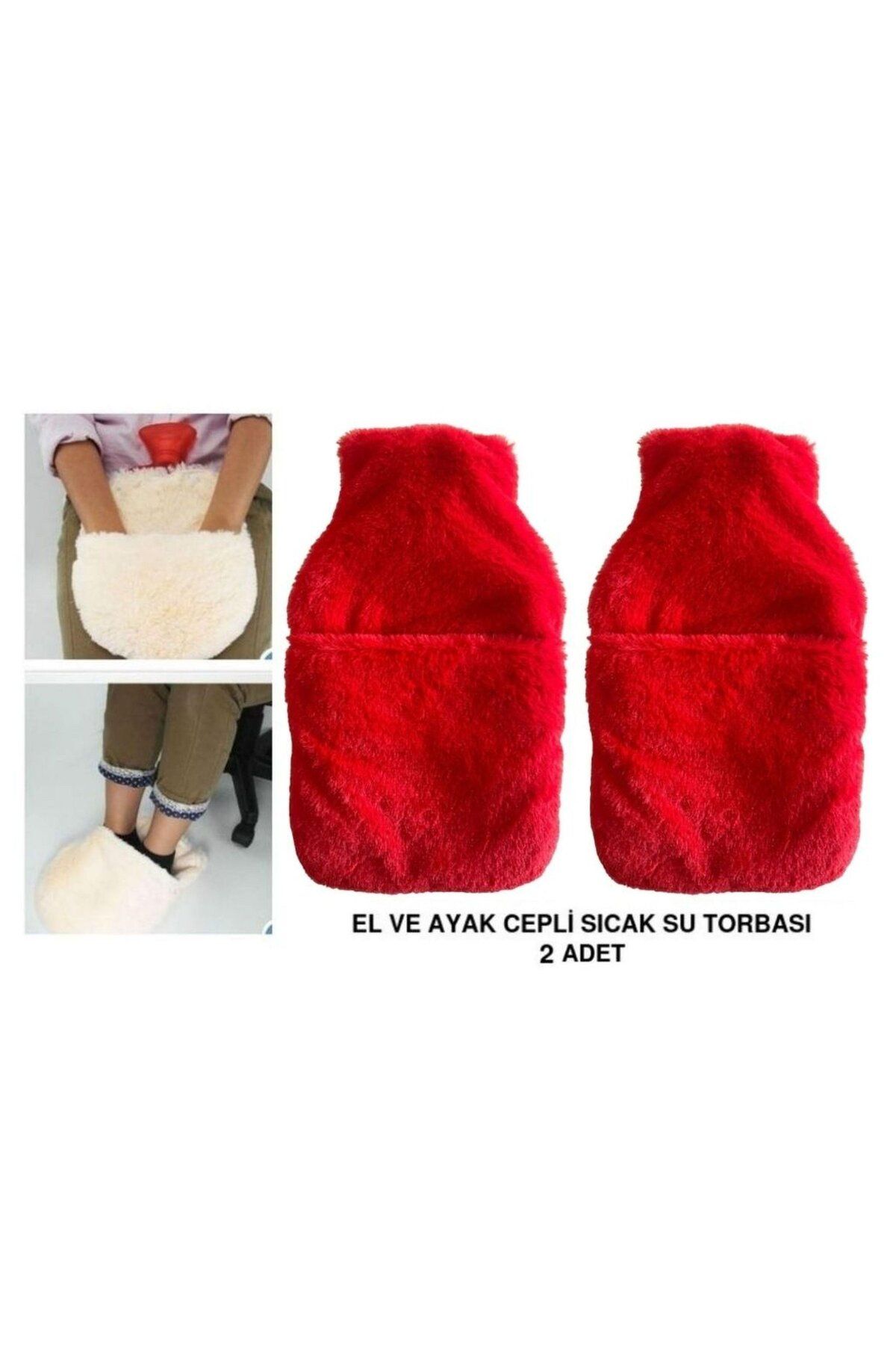 Bosphorus SICAK SU TORBASI 2 ADET,CEPLİ KIRMIZI PELUŞ TERMOFOR 32,5x17,5cm 1500 ML