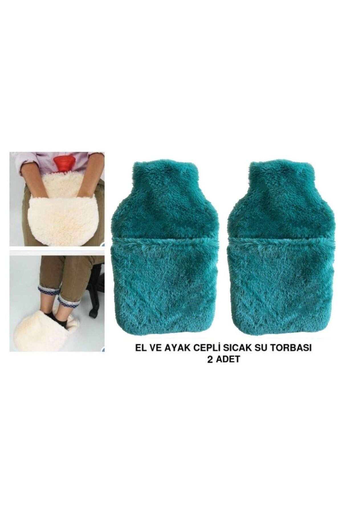 Bosphorus SICAK SU TORBASI 2 ADET,CEPLİ YEŞİL PELUŞ TERMOFOR 32,5x17,5cm 1500 ML