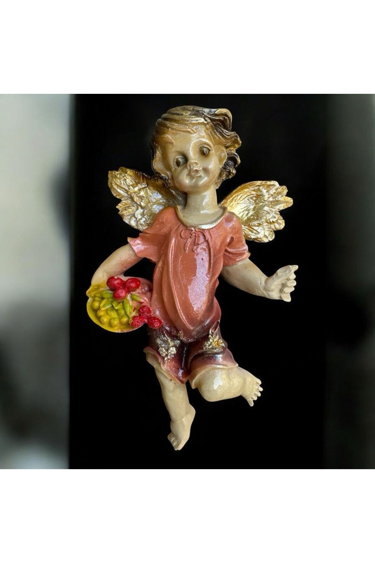 Peramari Dekoratif Polyester Duvara Asmalı Tekli Melek Biblo Turuncu 1