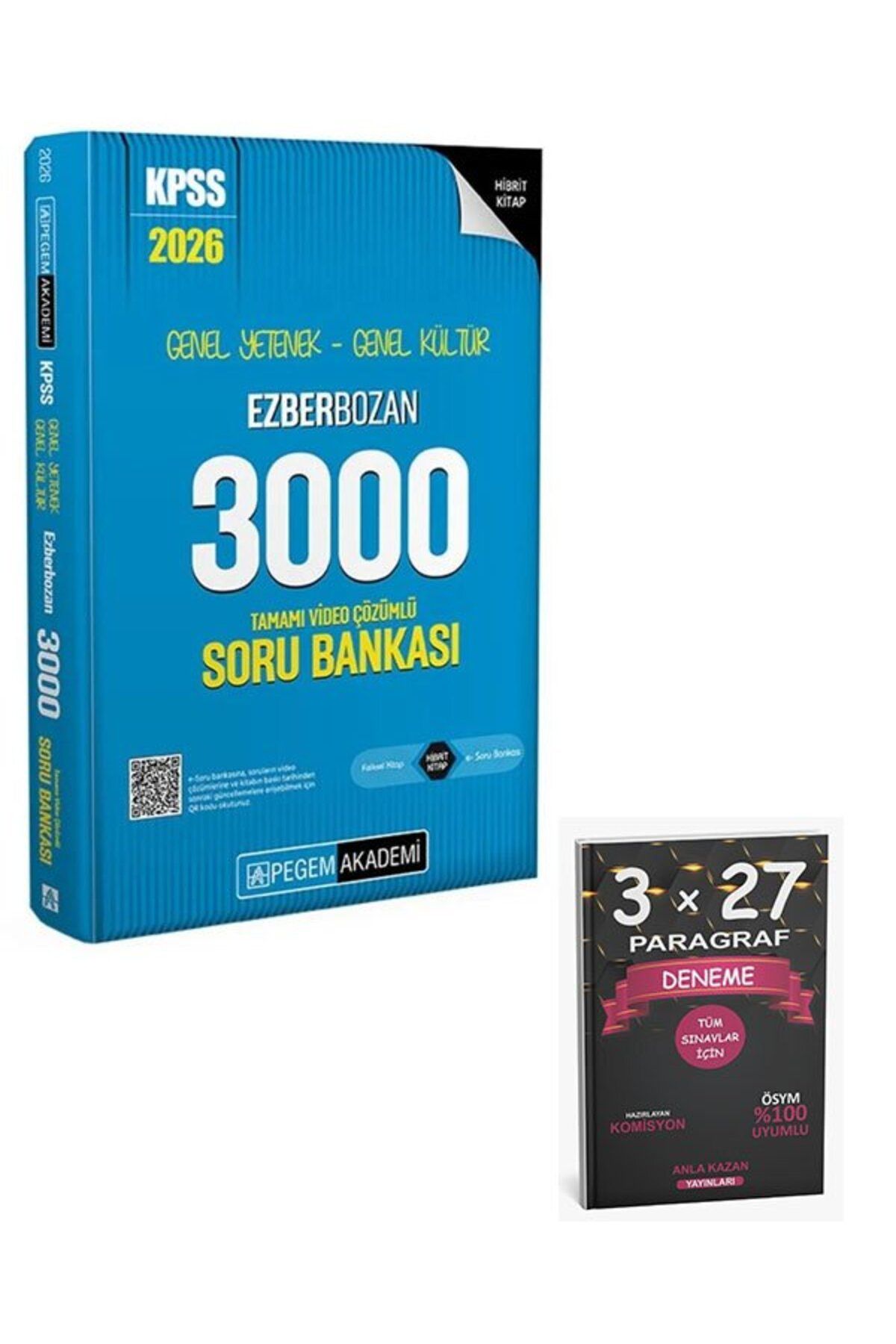 Anla Kazan Yayınları Pegem 2026 KPSS Genel Yetenek Genel Kültür EZBERBOZAN 3000 Soru Bankası Tek Kitap+Anla Kazan Paragr