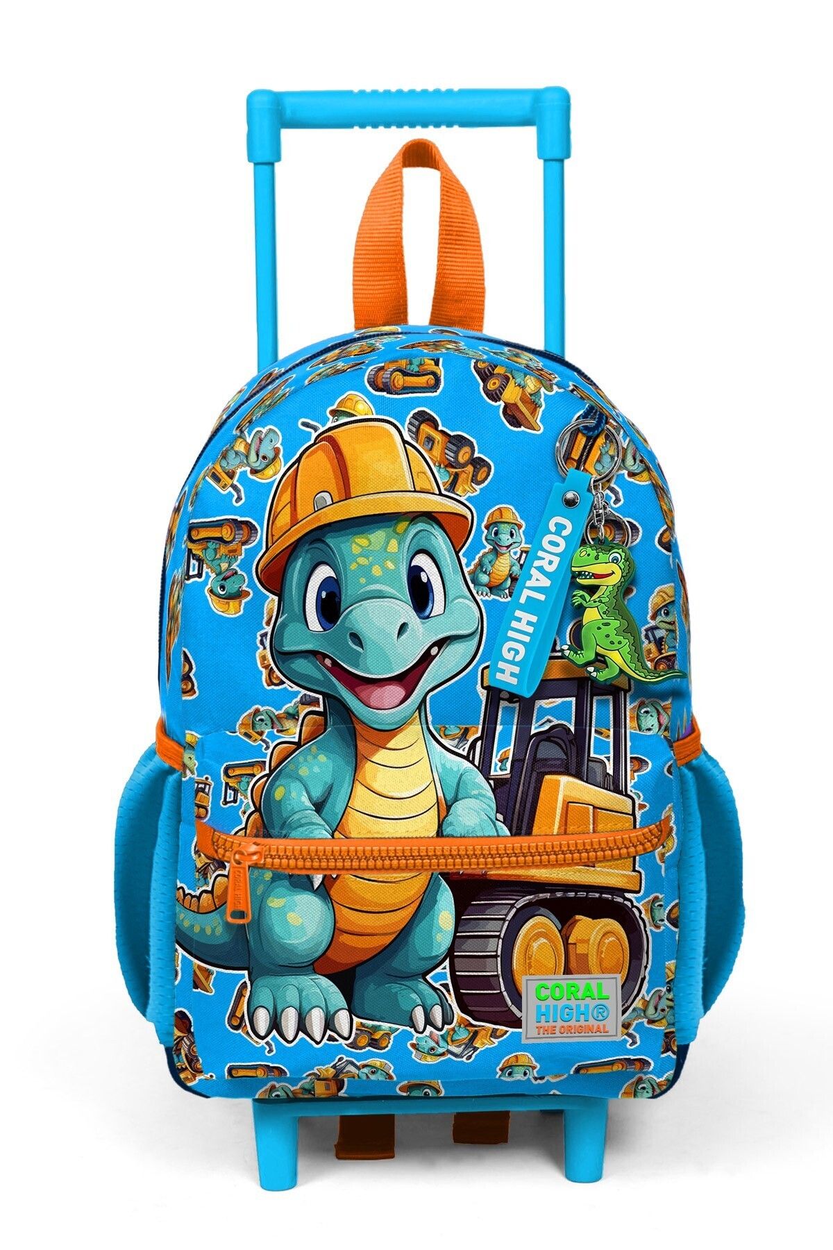 Coral High-Little Nest Backpack with Squeegee Blue Orange Dinosaur Pattern Two Compartments 24071 6