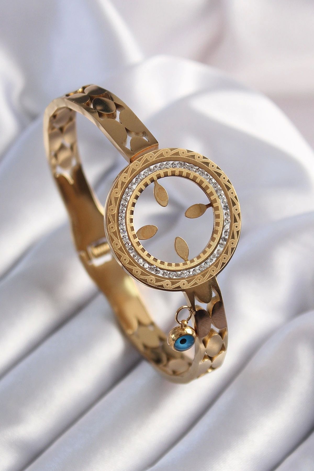 OurStyles 316L Çelik Gold Renk Takılabilen Zirkon Taş Ve İşleme Detay Kadın Bileklik - TJ-BB6395